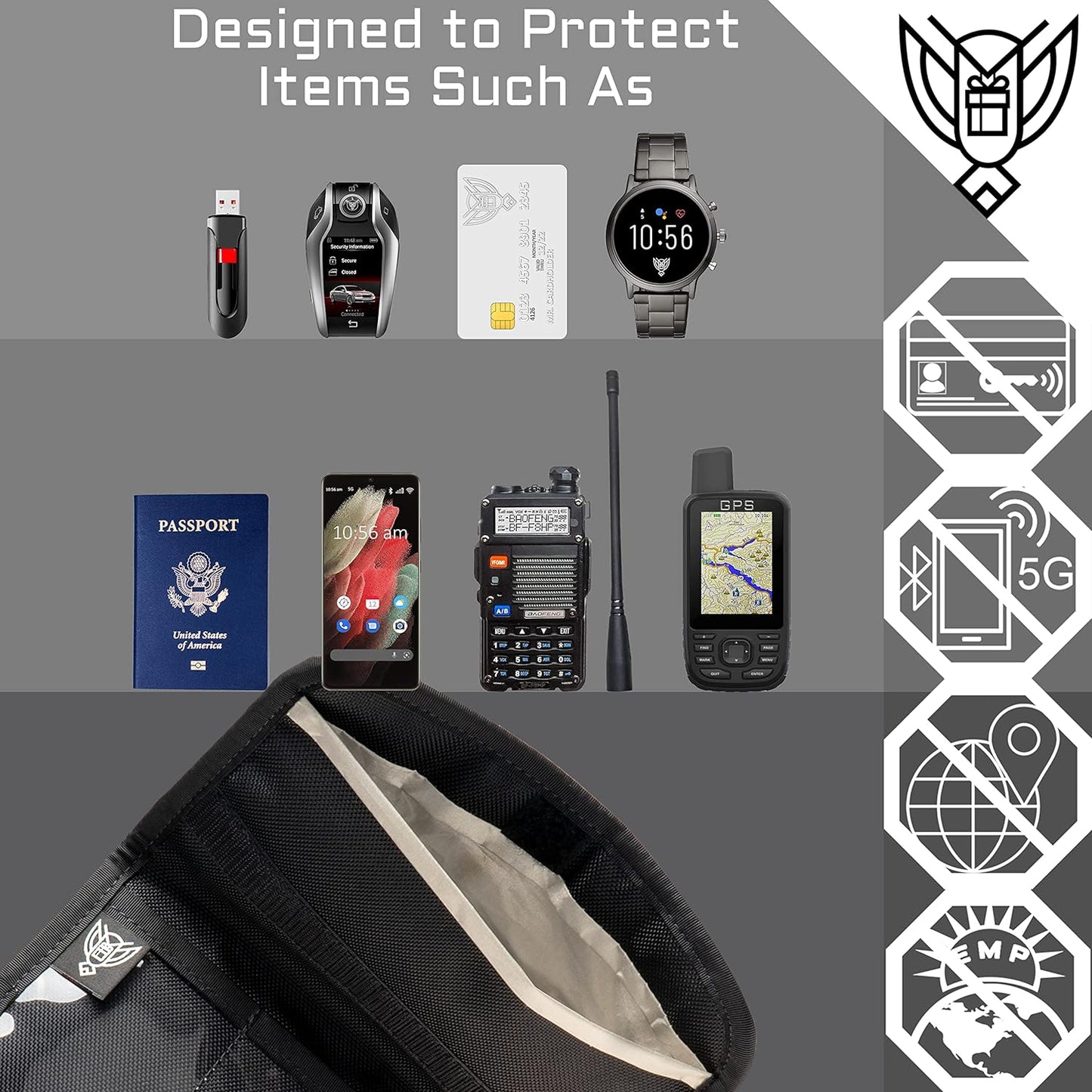 Xtreme Sight Line ~ FLEX Faraday Bag/Small LITE Faraday Bag Combo ~ Tracking/Hacking Defense ~ Coyote Brown