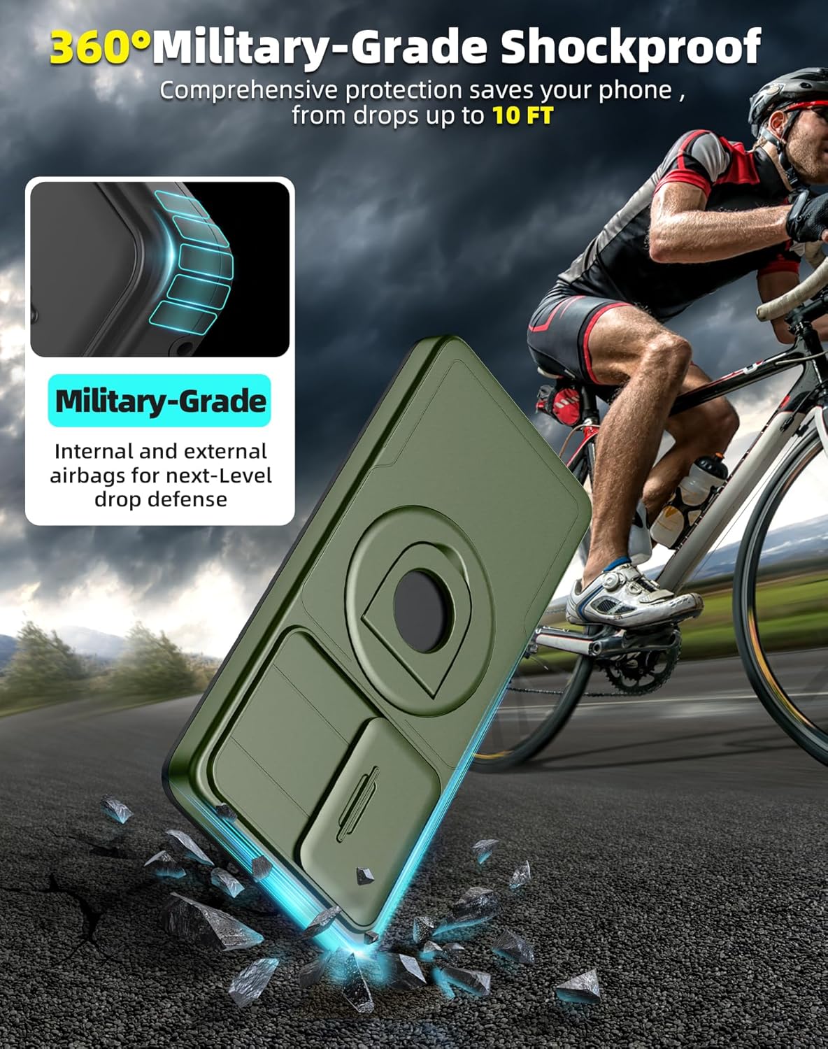 for Samsung Galaxy S21 Ultra Case Magnetic Compatible with MagSafe Wireless Charging,with Screen Protector,Built-in Stand Ring+Camera Cover Anti-Scratch Shockproof Heavy Duty Protection Green