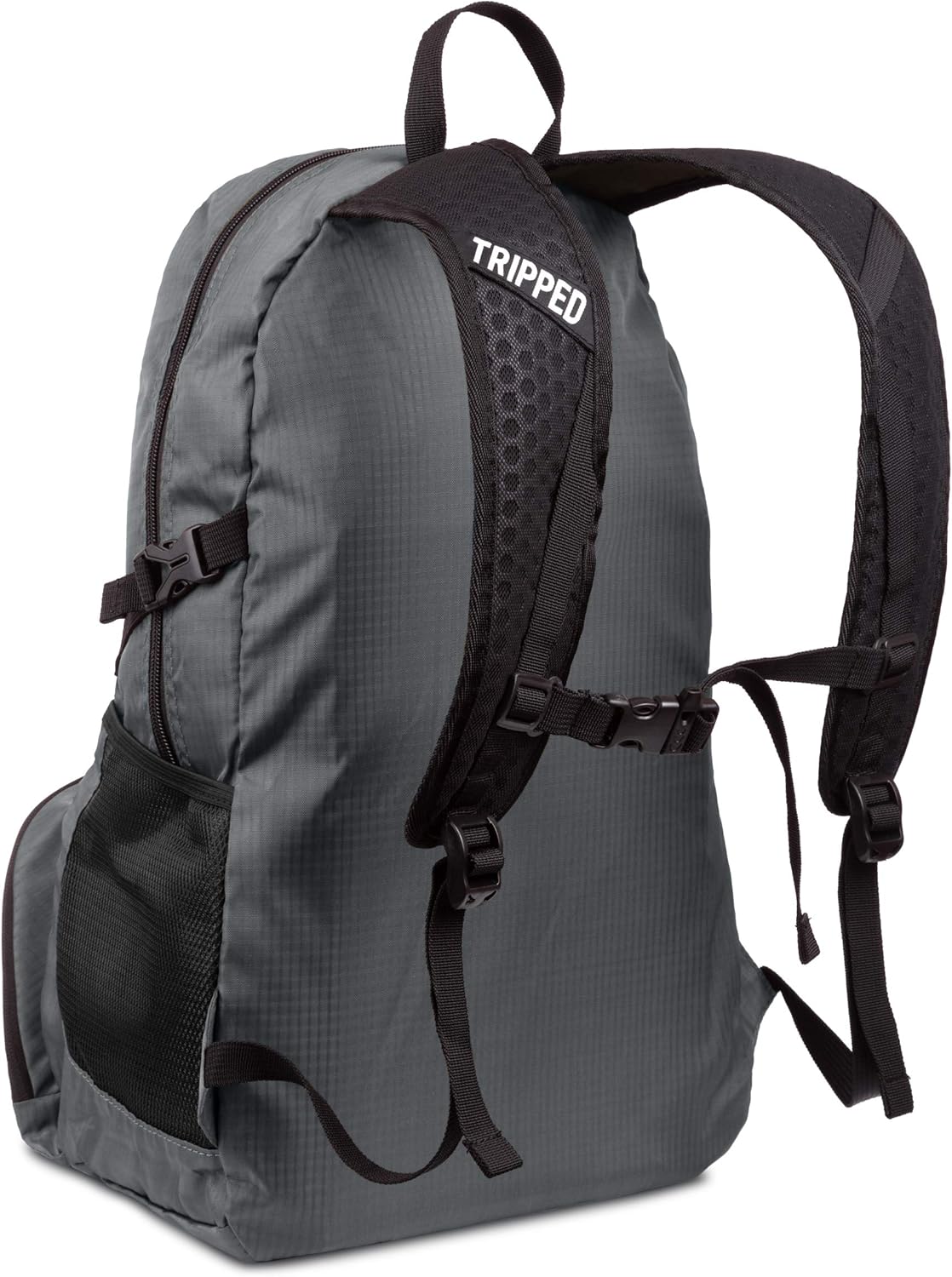 TRIPPED Travel Gear Granite Grey 35L Foldable Backpack, Lightweight, Packable, with Padded Shoulder