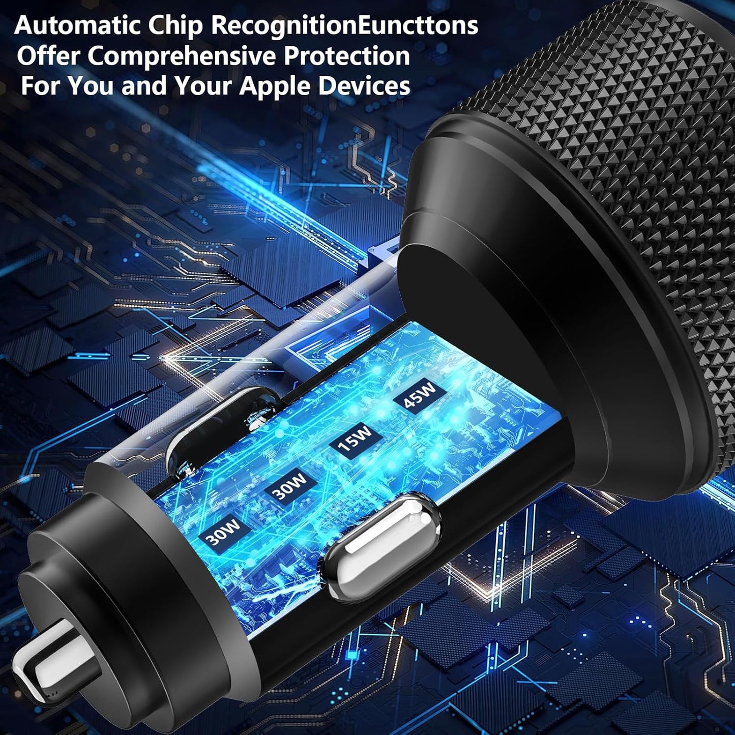 USB C Car Charger, KYOHAYA 2Pack 90W 4-Port Dual USB-C & USB-A Car Power Cigarette Lighter PD/QC3.0 Type C Car Carplay Charger Fast Charging for iPhone 17 17 Pro 16 15 14 13 12 11/Galaxy S25 S24/Pixel