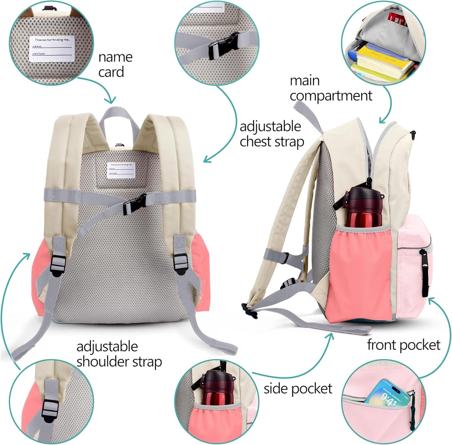 Kids Backpack for Girls: Girls Backpack 6-10 - Kindergarten Elementary School Bookbag for Girl