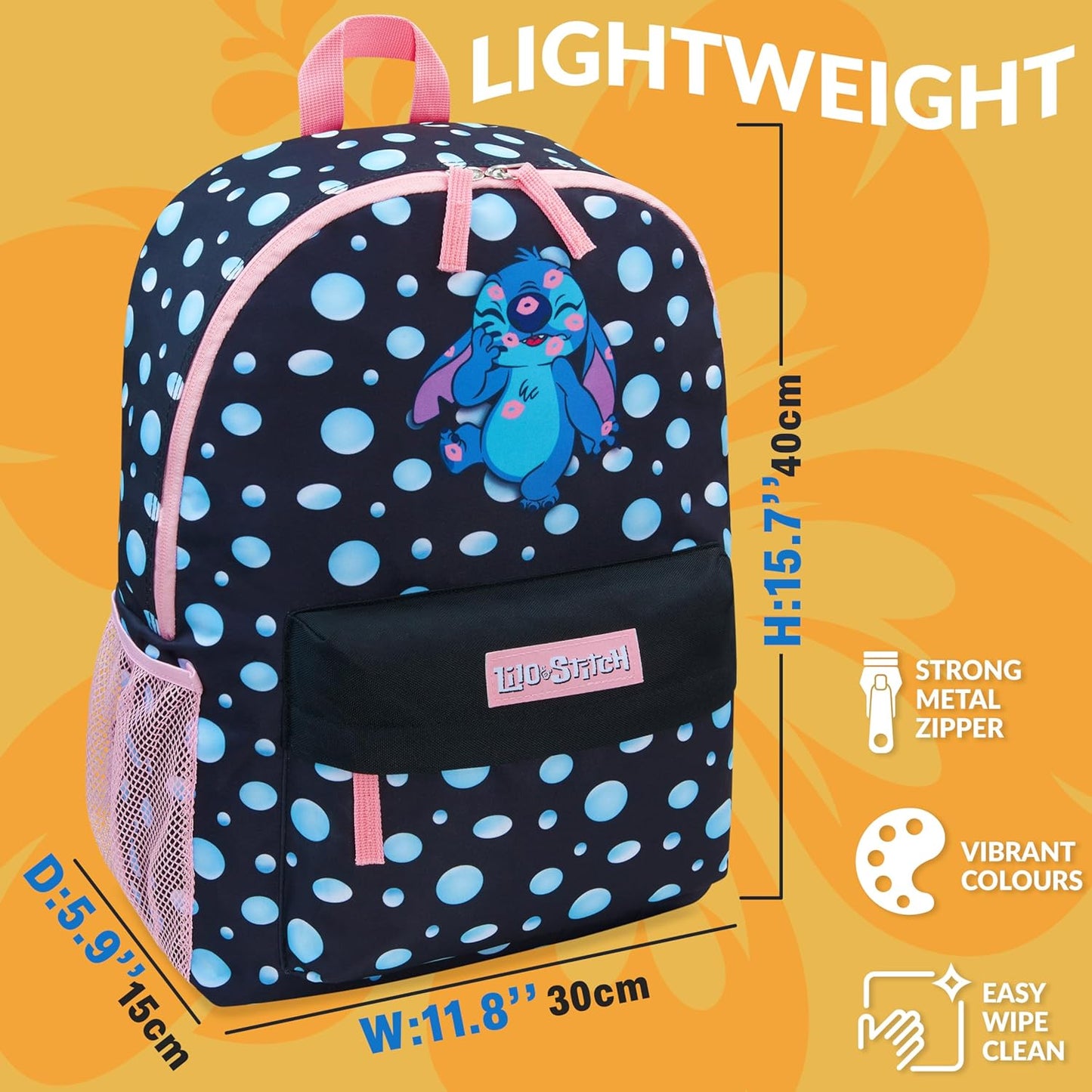 Disney Stitch Backpack for Girls Teens School Bag Kids Book Bag School Supplies Gifts (Black)