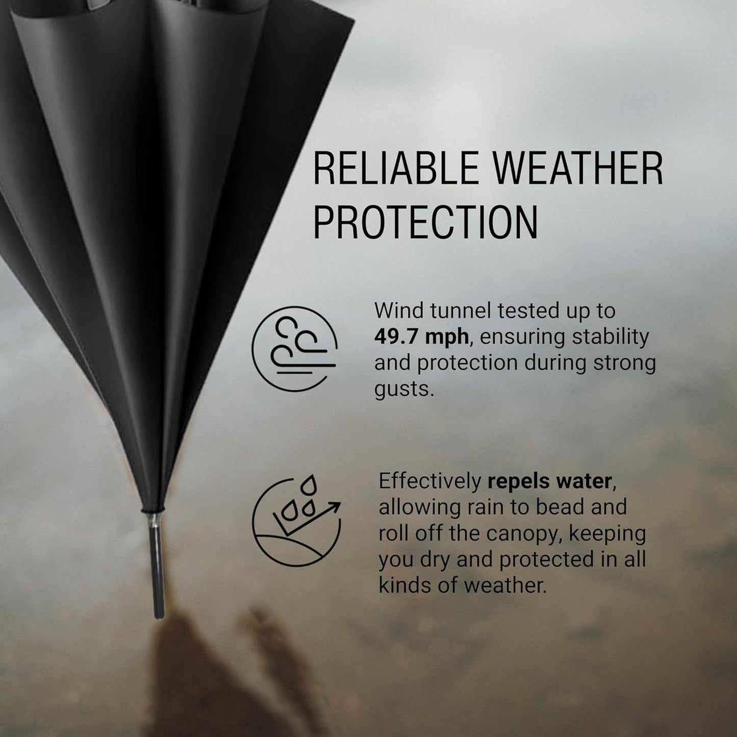 Knirps T.760 Stick Automatic Auto Open Rain Umbrella With Curved Handle - Windproof Travel Cane With Automatic Open Button - For Adults - 107cm Diameter