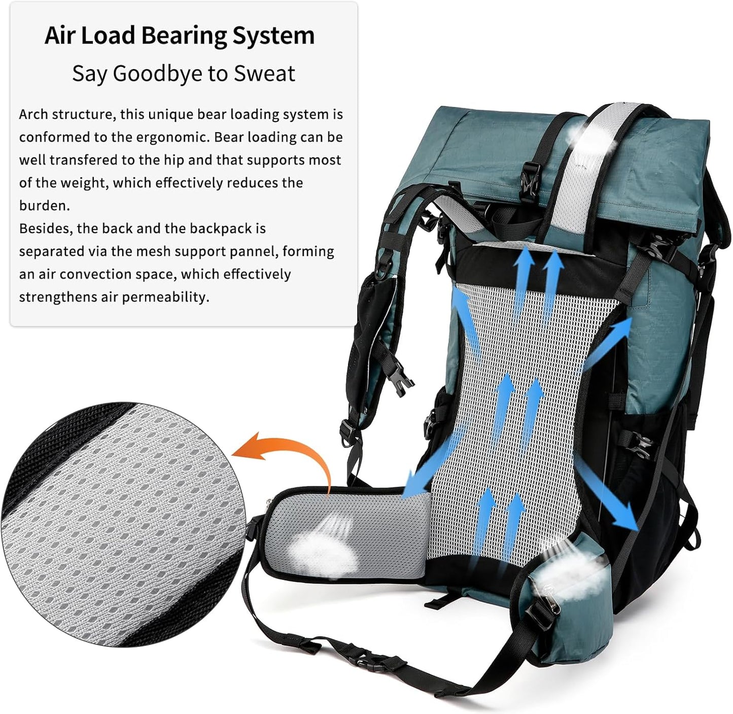Hiking Backpack,40L to 50L Extra Large Capacity Hiking Bag,Internal Frame Camping Backpack,Upgraded