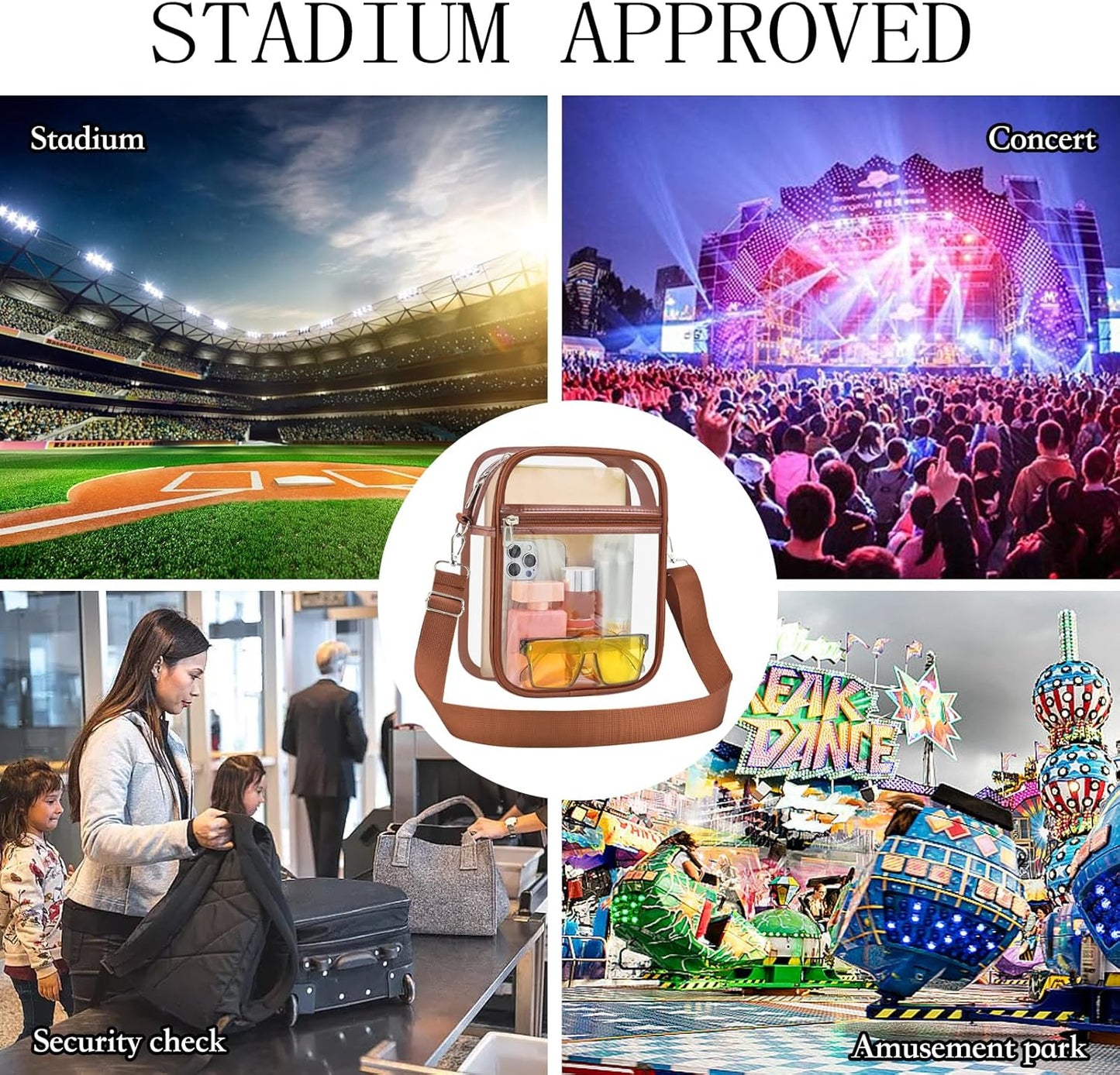 USPECLARE Clear Purse Stadium Transparent Messenger Bag Stadium Approved for Men and Women Clear CrossBody Bag