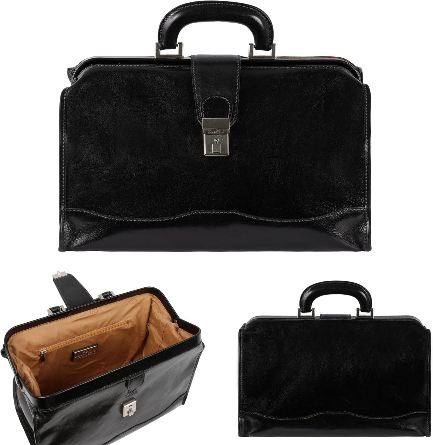 Time Resistance Leather Doctor Bag - Italian Handmade Medical Bag - Vintage Style Handbag - Real Leather Briefcase