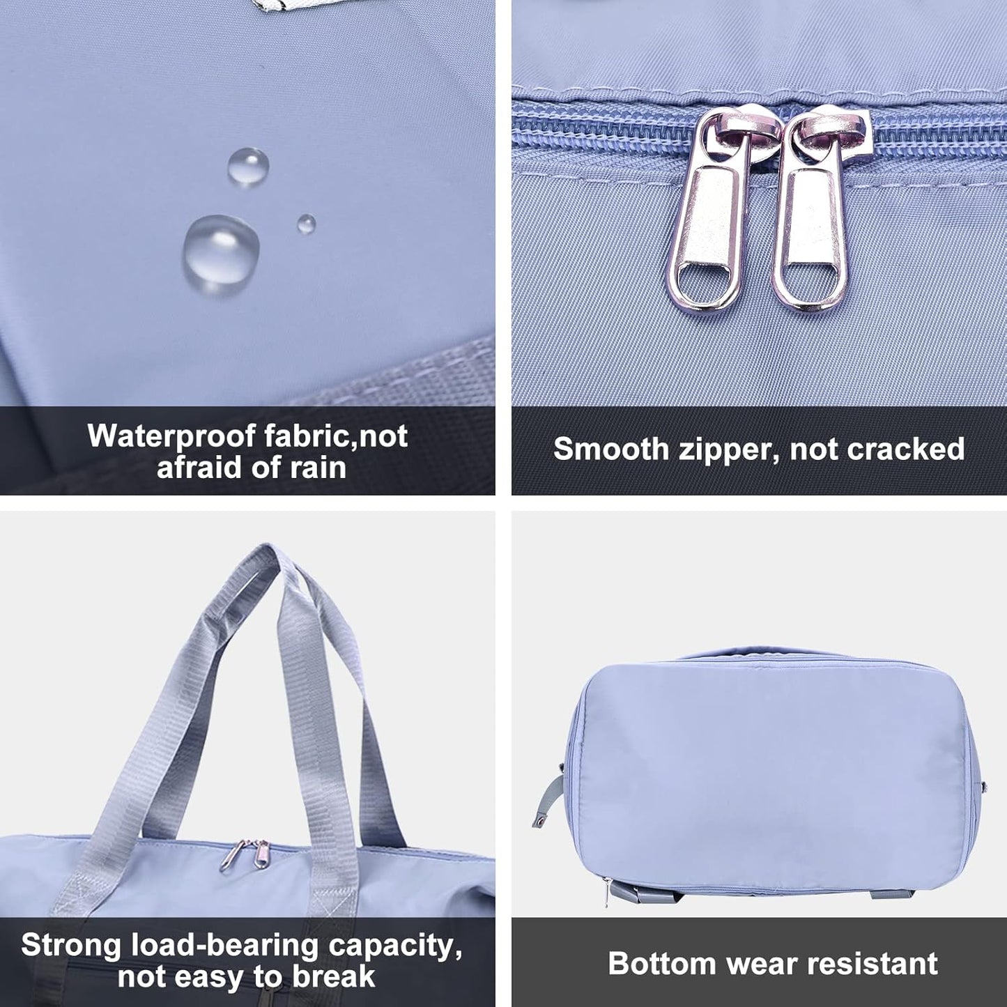 Large Capacity Folding Travel Tote Bag, Oxford Fabric Waterproof Lightweight Foldable Travel Duffel Bag, Portable Expandable Travel Bag, Dry and Wet Separation Carry On Bag for Airplanes (Blue-2)