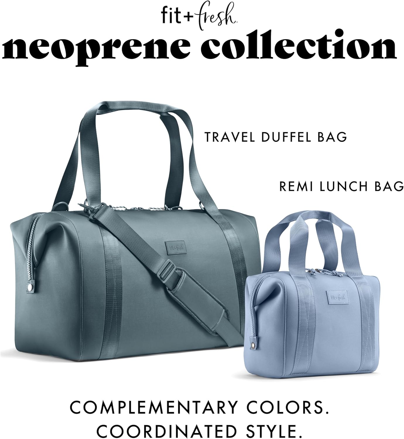 Fit & Fresh Premium Neoprene Weekender Bag With Trolley Sleeve - Large Overnight, Carry-on, Duffel, Gym, and Hospital Bag for Labor & Delivery