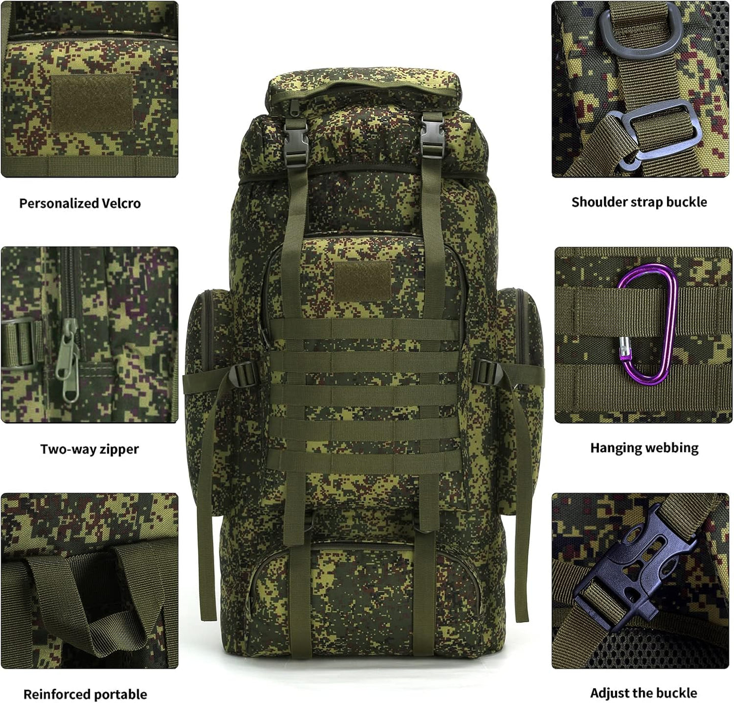 Hiking Backpack for Men 70L/100L Camping Backpack Military Rucksack Molle 3 Days Assault Pack for