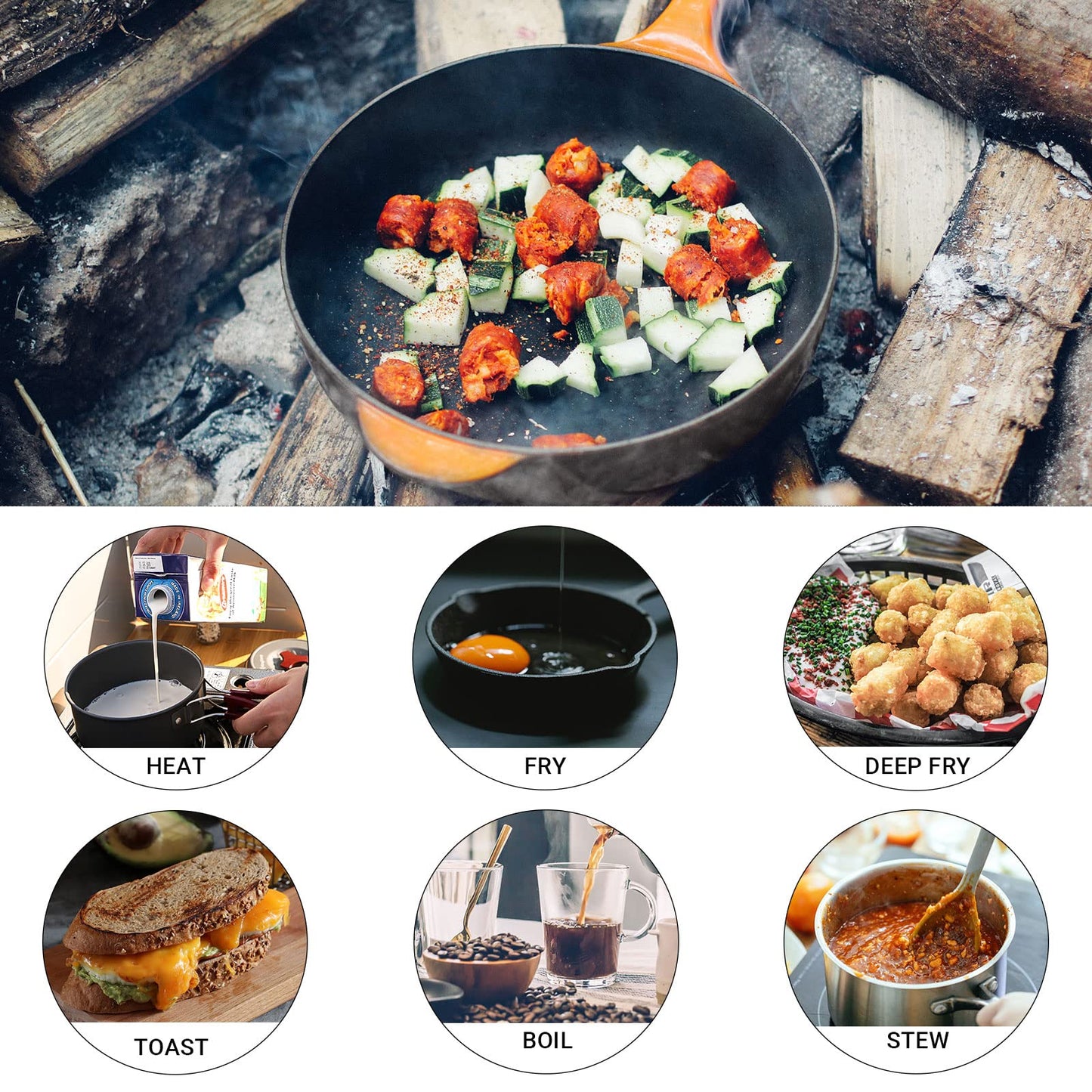 Bulin Camping Cookware, Portable Pots Kettle and Pans Set, 13 PCS for 3-4