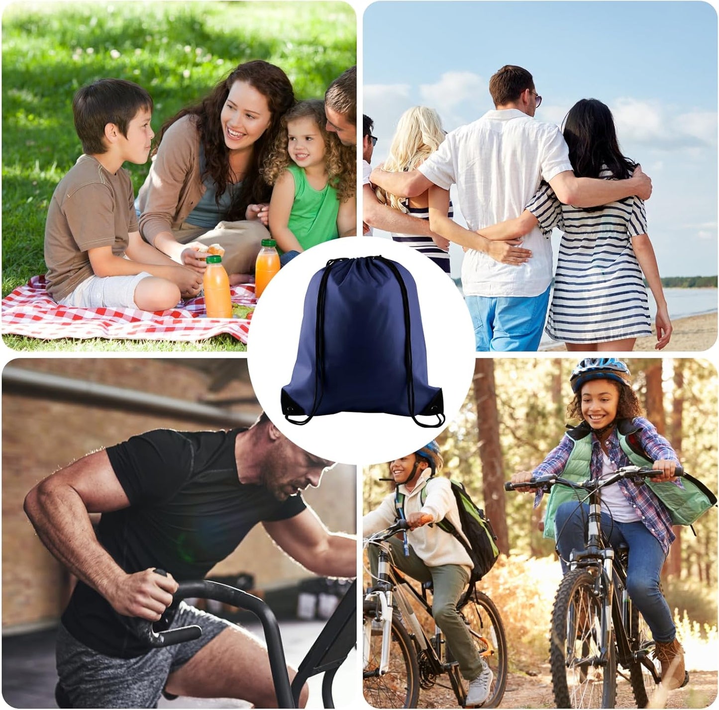 KUUQA 60Pcs Drawstring Backpack Bag Bulk Navy Blue Drawstring Bags String Bags Storage Bags Gym Backpack for Sport Gym Traveling