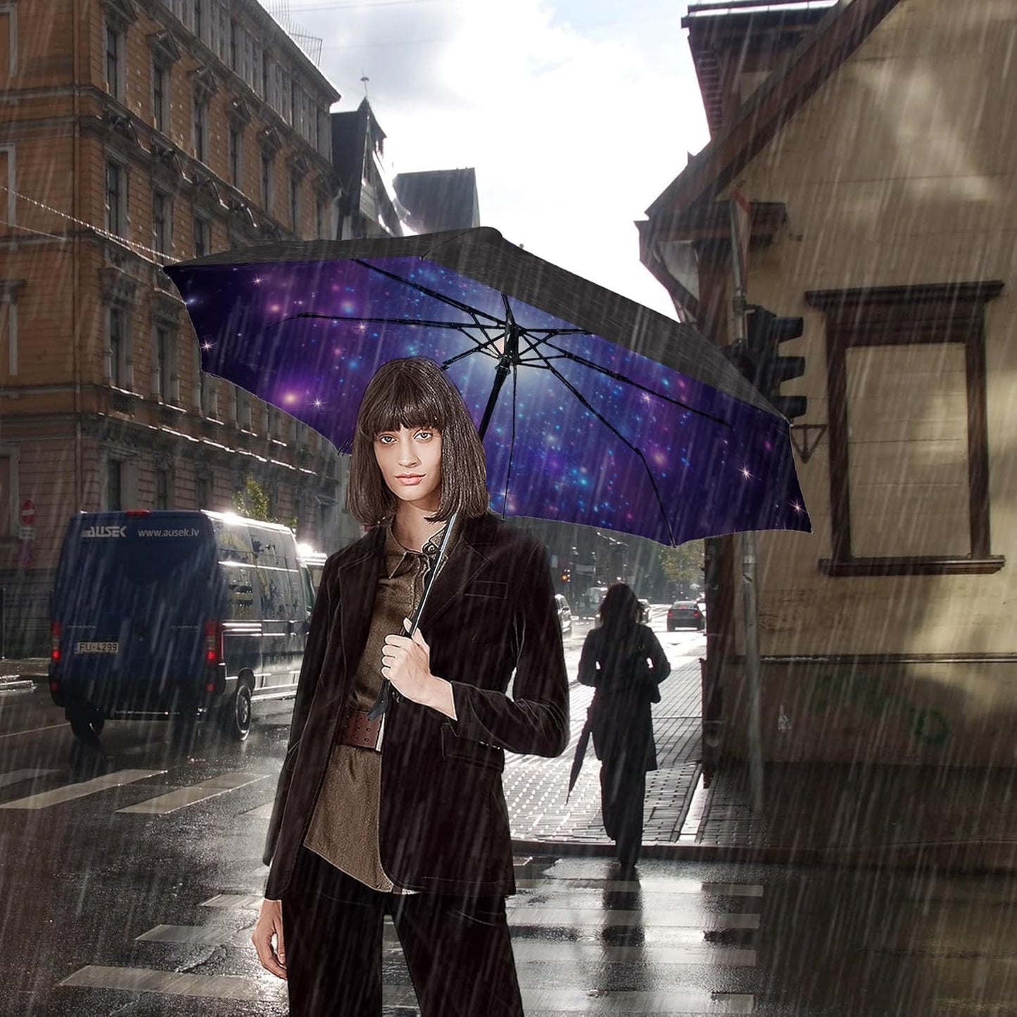 MRTLLOA 42/49 Inch Compact Windproof Travel Umbrella for Rain, Lightweight, Portable, Automatic