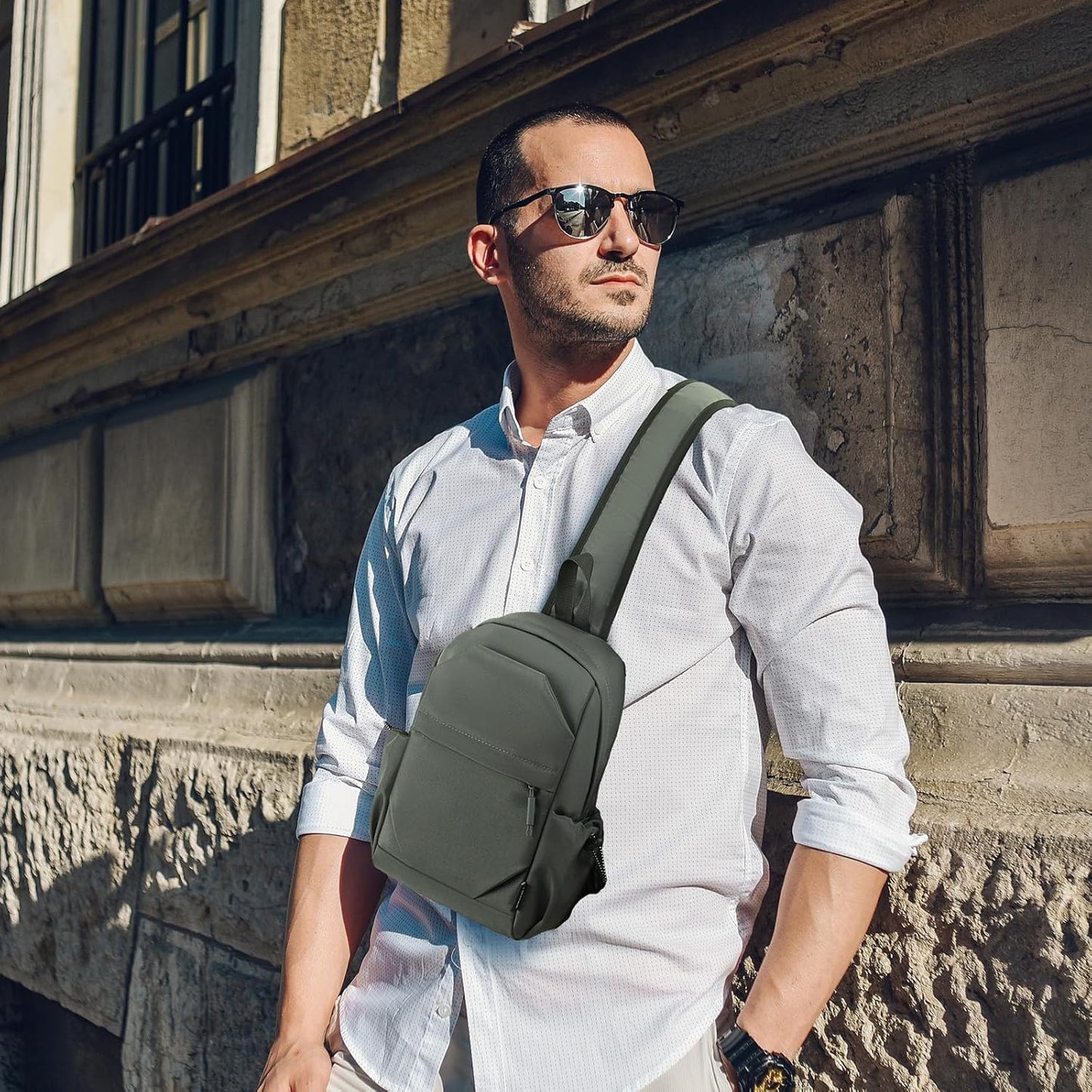 Crossbody Sling Bag Casual Shoulder Hiking Backpack with Convertible Shoulder Strap for Travel Hiking Shopping Leisure Sport
