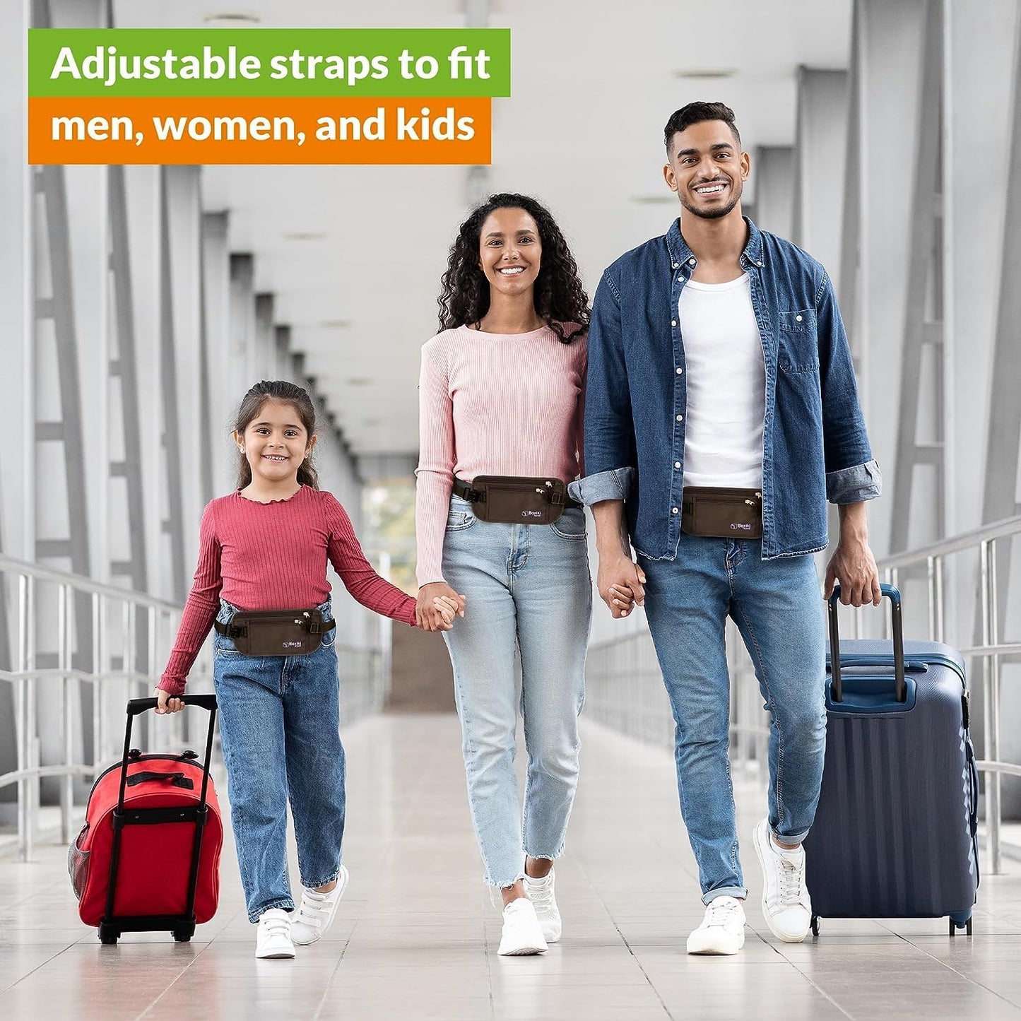 Boxiki Travel Money Belt with RFID Sleeves Set - Secure Travel Pouch and RFID Card Holder to