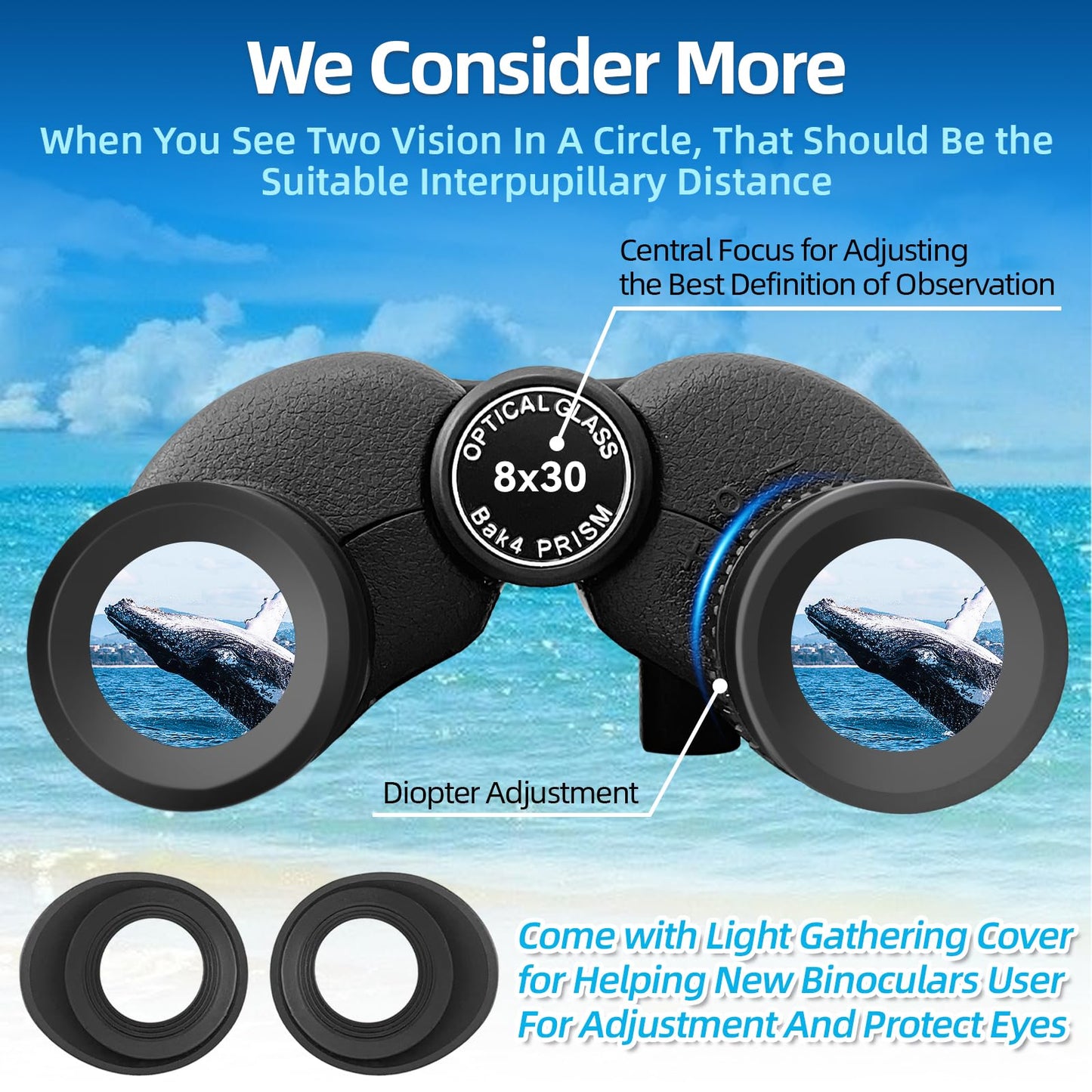 Kenpiko 8x30 Binoculars for Adults, High Power Compact Binocular for Travel Hiking Concert Ship
