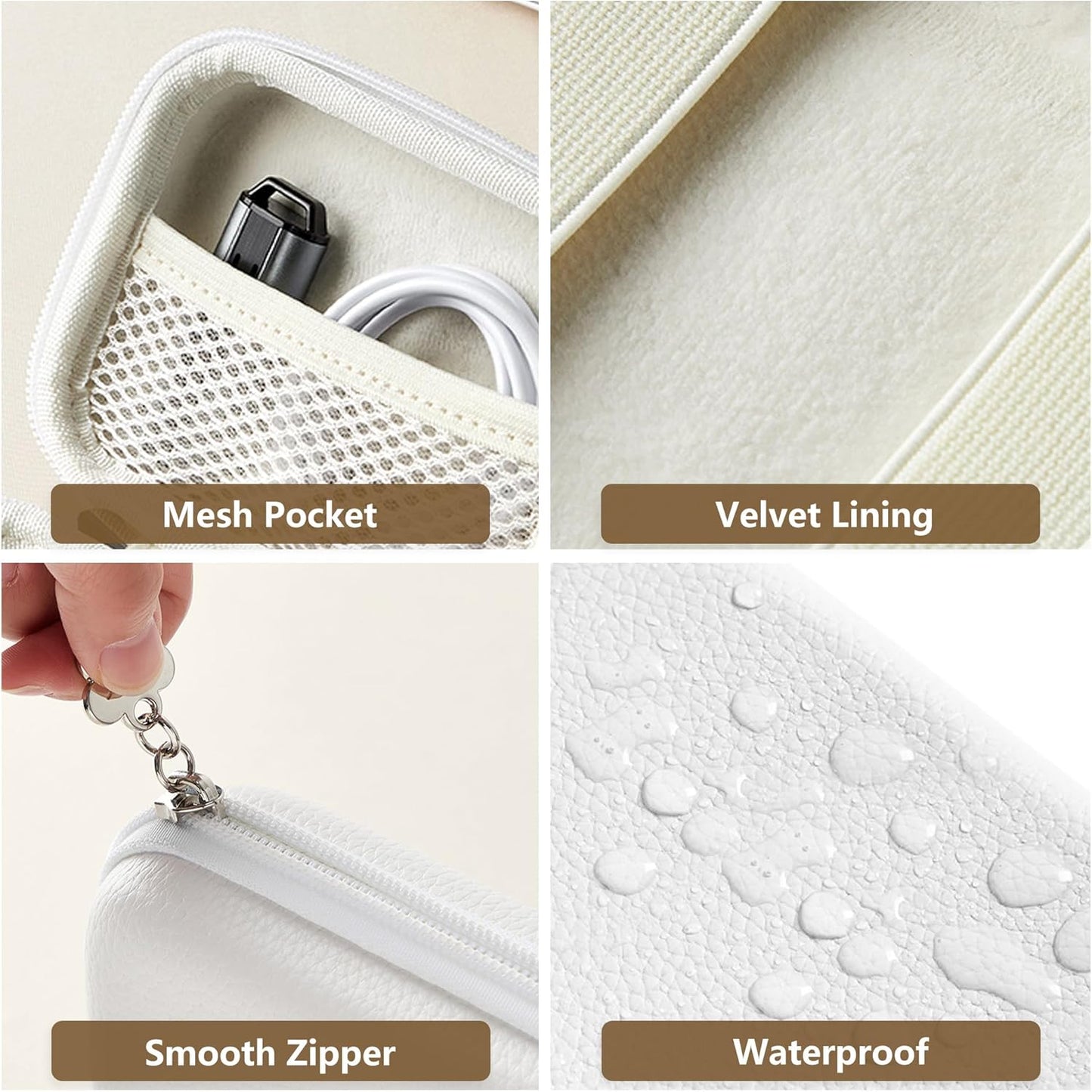 Digital Camera Case for CAMKORY, KODAK PIXPRO FZ45/FZ55, Canon IXUS 285 HS, Lecran, Small Travel Compact Camera Holder with Mesh Pocket for Accessories SD Card (White)