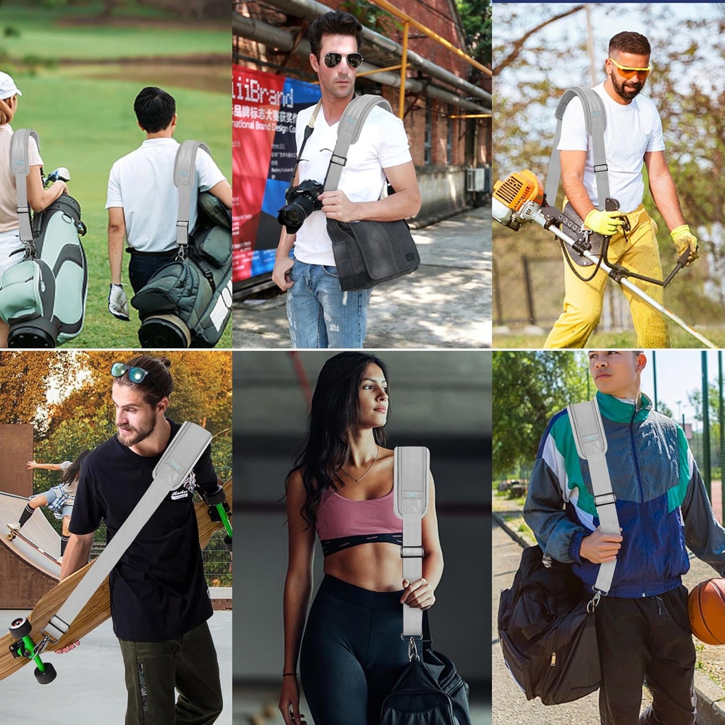 ZINZ 60" Universal Strap with Ultra-Thick Fixed Breathable Pad - Adjustable Heavy-Duty Shoulder Strap for Laptop, Crossbody, Luggage, Gym, Camera Bag and More - L01G01