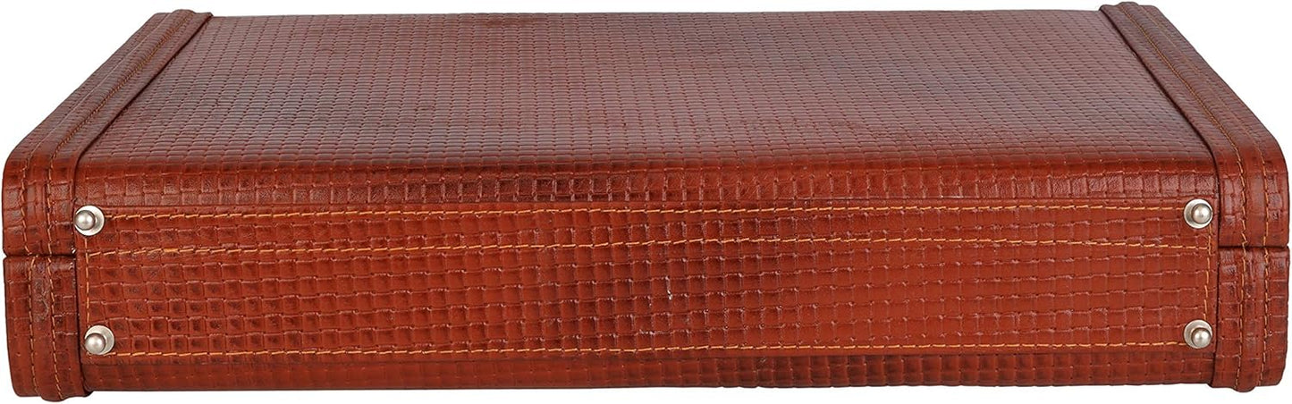 Full Grain Leather Briefcase Attache Case For Unisex Size L17xW3xH12 Inches Briefcase Bag