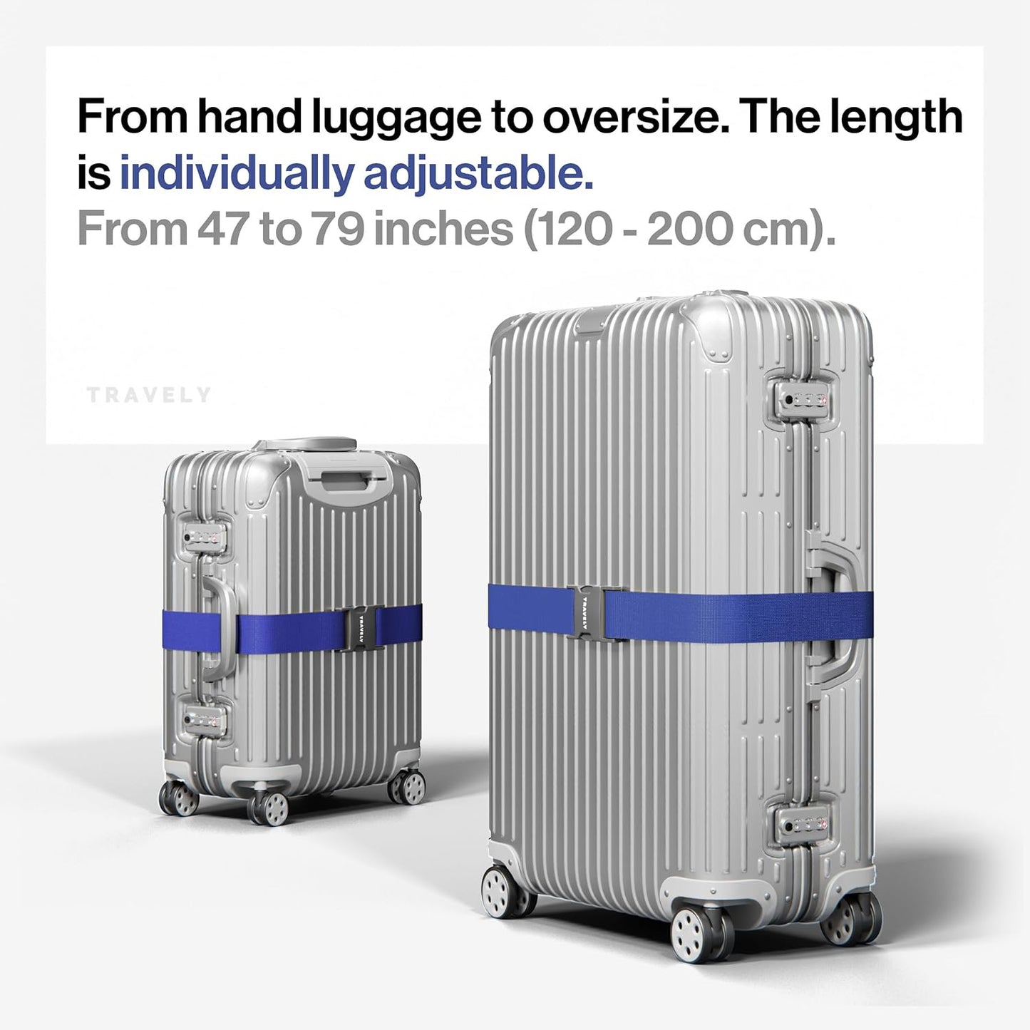 TRAVELY Luggage Straps - Particularly conspicuous & Secure - Incl. 2 Name Tags - Luggage Strap