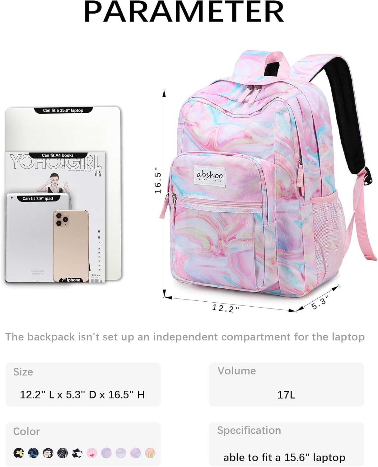 abshoo Classical Basic Travel Backpack For School Water Resistant Bookbag