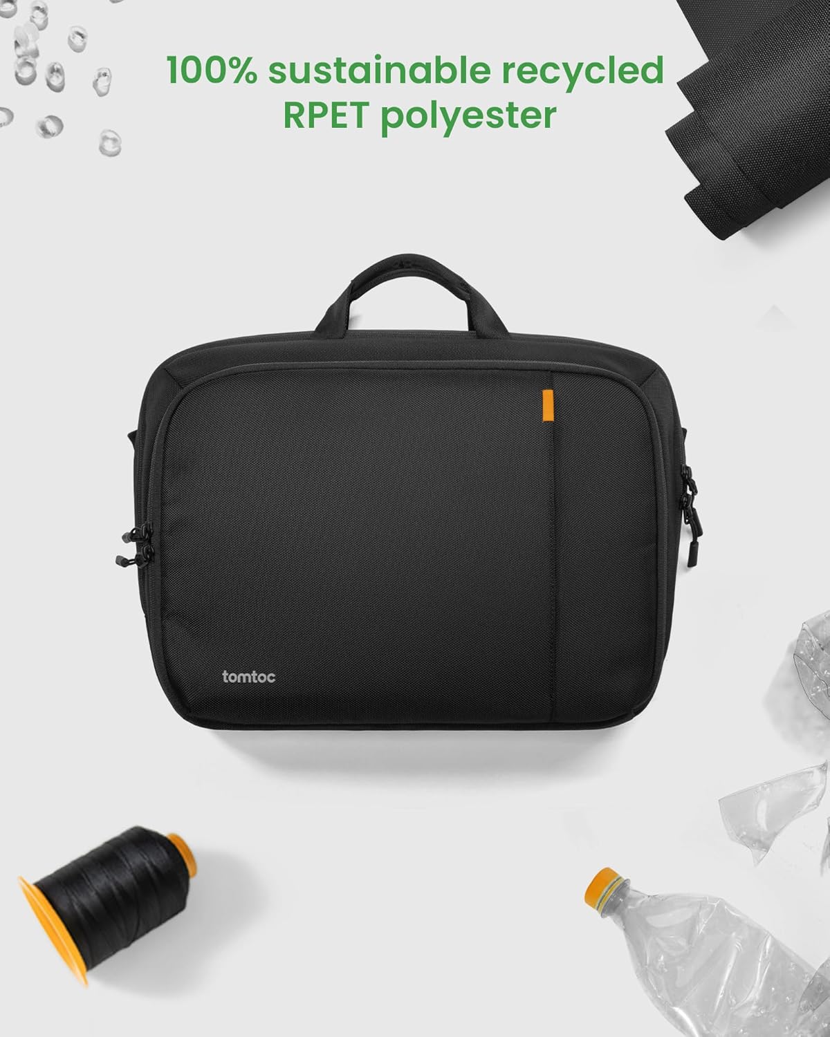 tomtoc 16-inch Dual Compartment Laptop Briefcase for 2 Laptops, Business Protective Laptop Messenger Shoulder Bag for a Laptop+ a Portable Monitor, Water-resistant Multi-functional Computer Work Bag