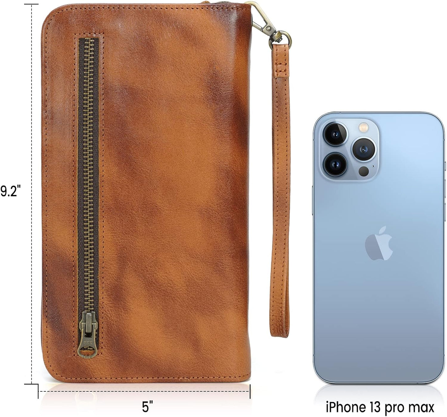 Polare Full Grain Leather Family Travel Passport Wallet and Documents Organizer RFID Blocking Case