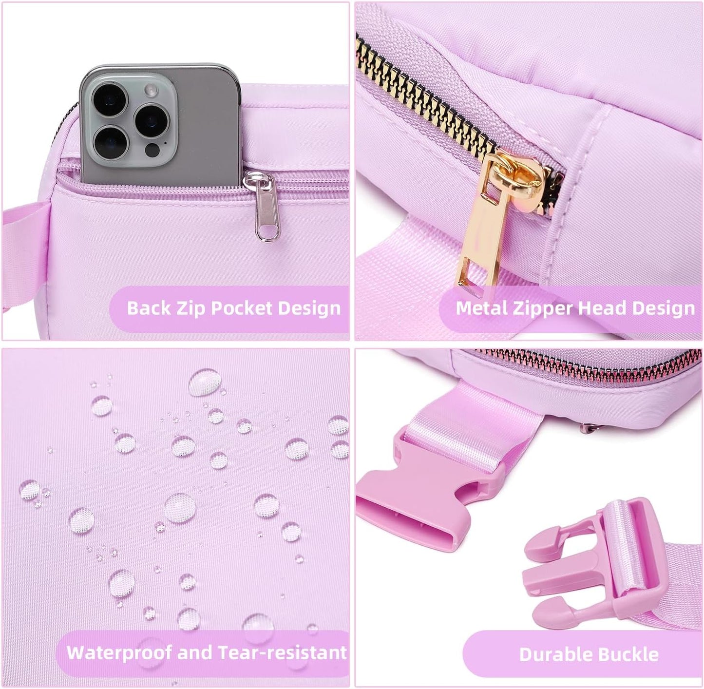 Belt Bag for Women, Cross Body Fanny Pack Fashion Waist Packs Everywhere Belt Bag with Adjustable Strap Gifts for Teen Girls Women Men (Lavender)