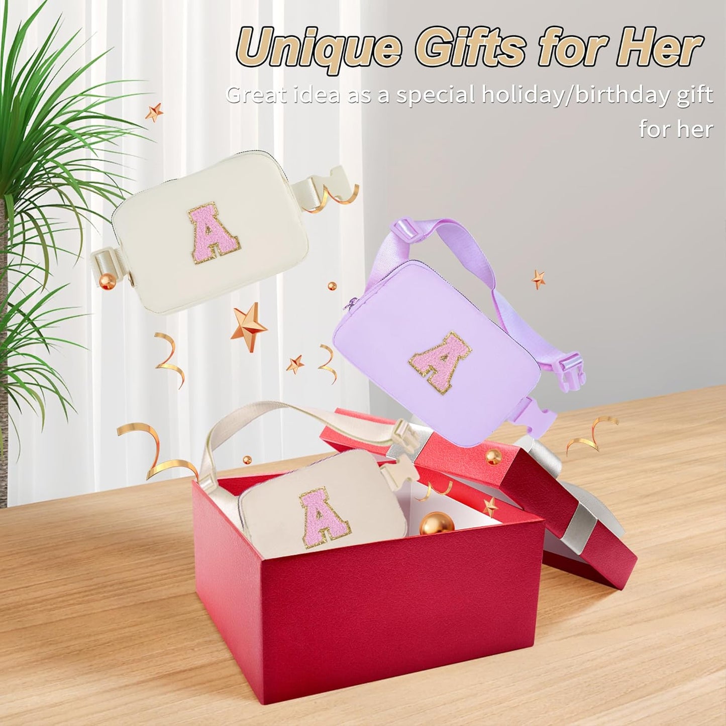 Belt Bag Fanny Pack Crossbody Bags with Initials Letter Patch Cute Stuff Birthday Gifts for Teenager Girls Trendy Stuff for Teens | Khaki,K