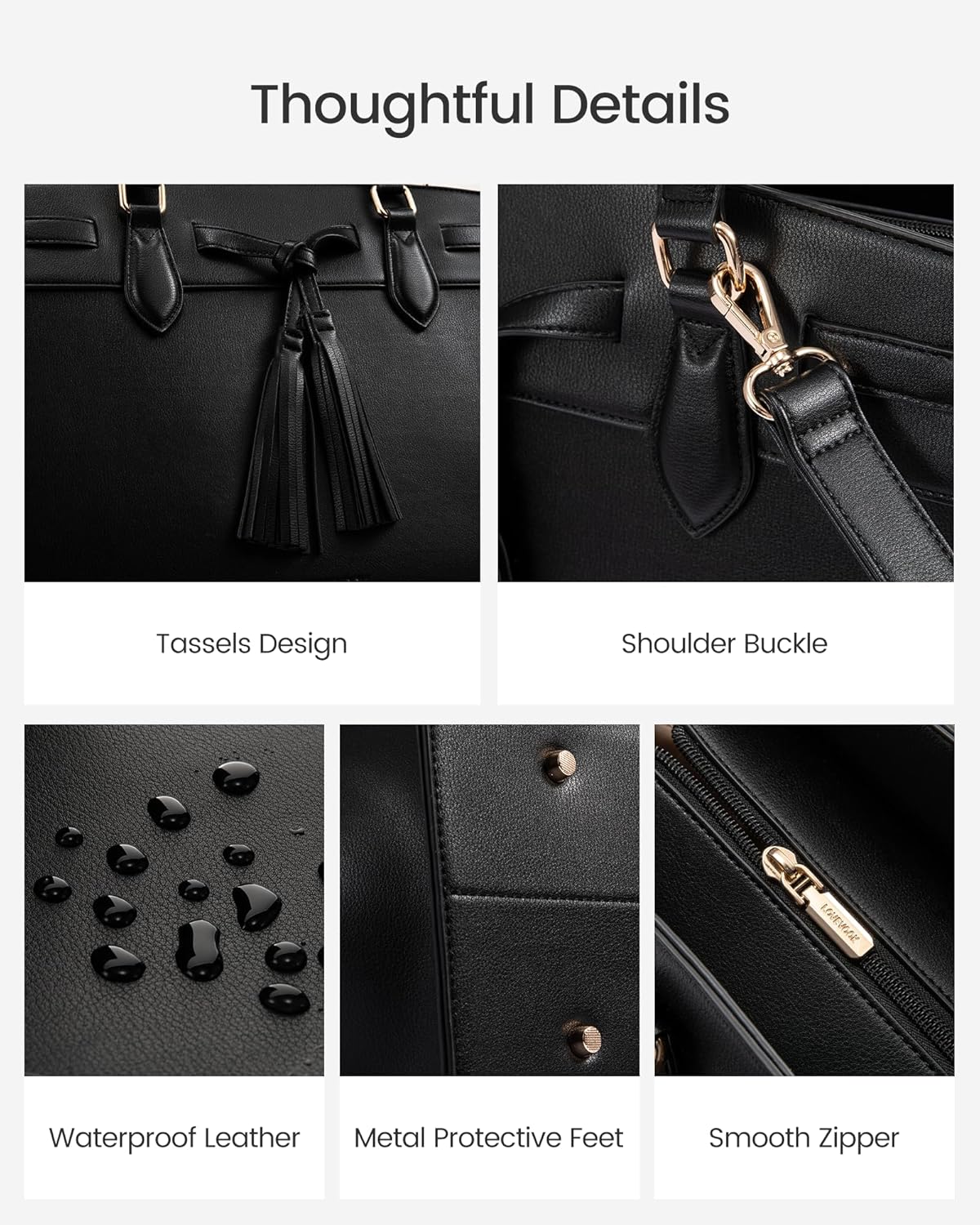 LOVEVOOK Laptop Bag for Women,Work Tote Bag with Large Cup Holder,Leather Computer Bag Teacher Bag Handbag Gifts for Women