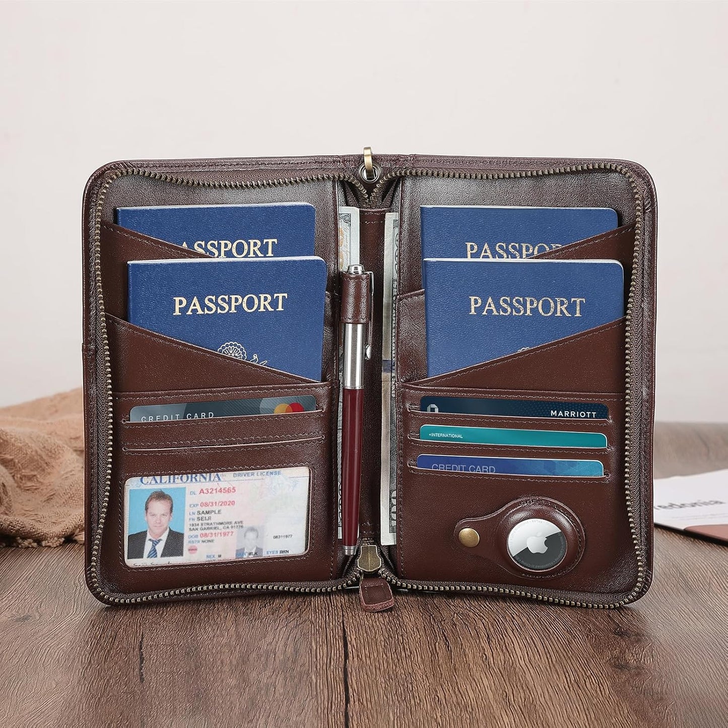 Polare Full Grain Leather Passport Holder Cover Case for Men and Women RFID Blocking Family Travel