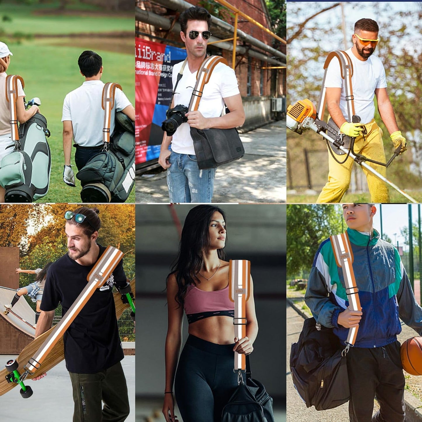 ZINZ 60" Universal Bag Strap with Ultra-Thick Fixed Breathable Pad Adjustable Heavy-Duty Shoulder Strap for Laptop Bag Crossbody Luggage Gym Bag Camera Bag and More -TW01B07