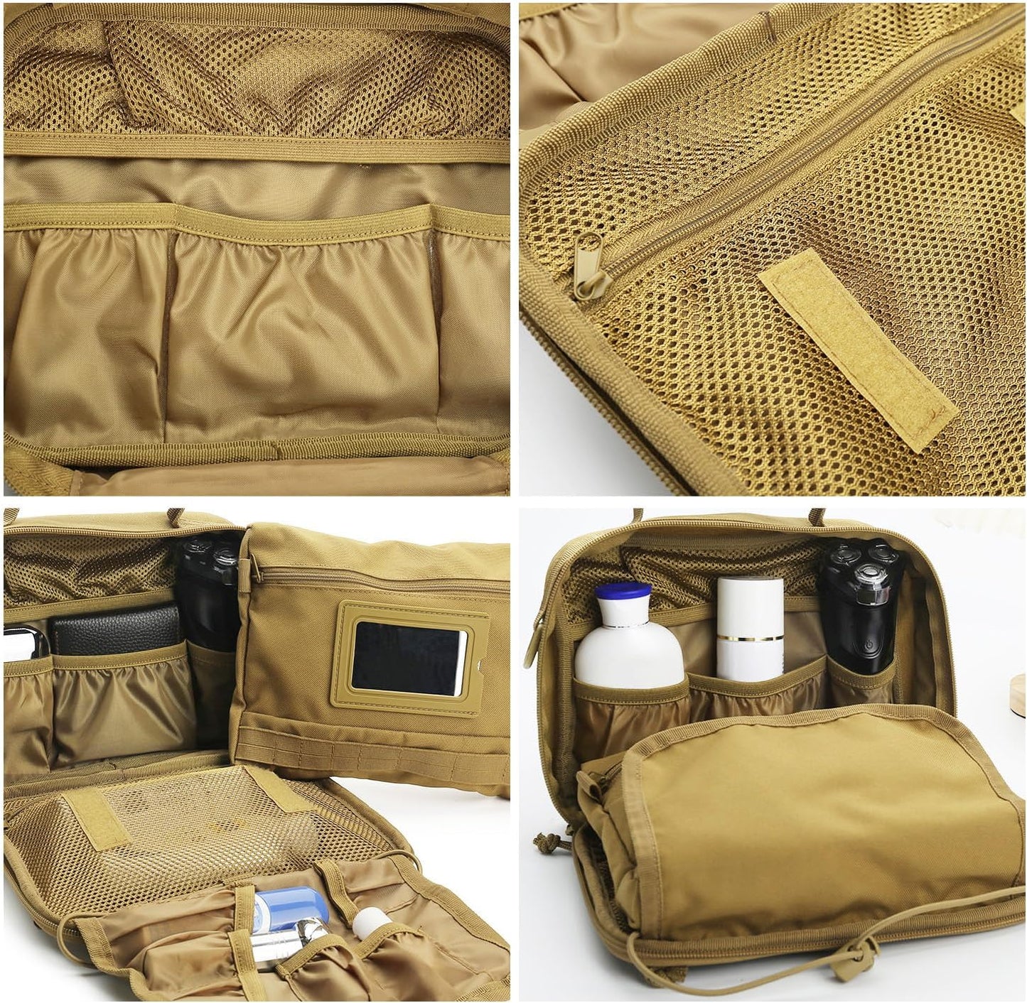 SMONT Tactical Toiletry Bag for Men, 9.5" Hanging Dopp Kit Shaving Hygiene Bag for Traveling Bathroom