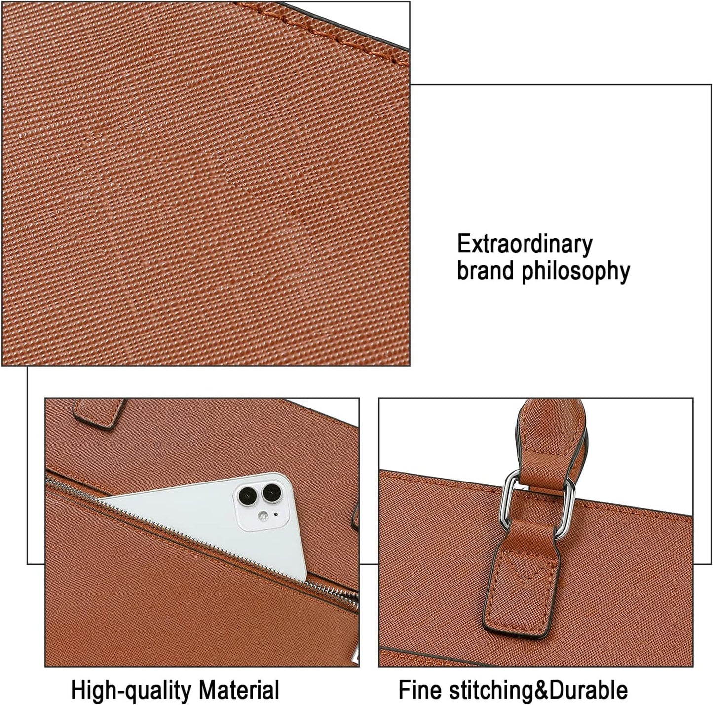 Telena Laptop Tote Bag for Women, 15.6 Inch Shoulder Tote Bag Leather Briefcase for Women, Large Capacity Handbag Bags