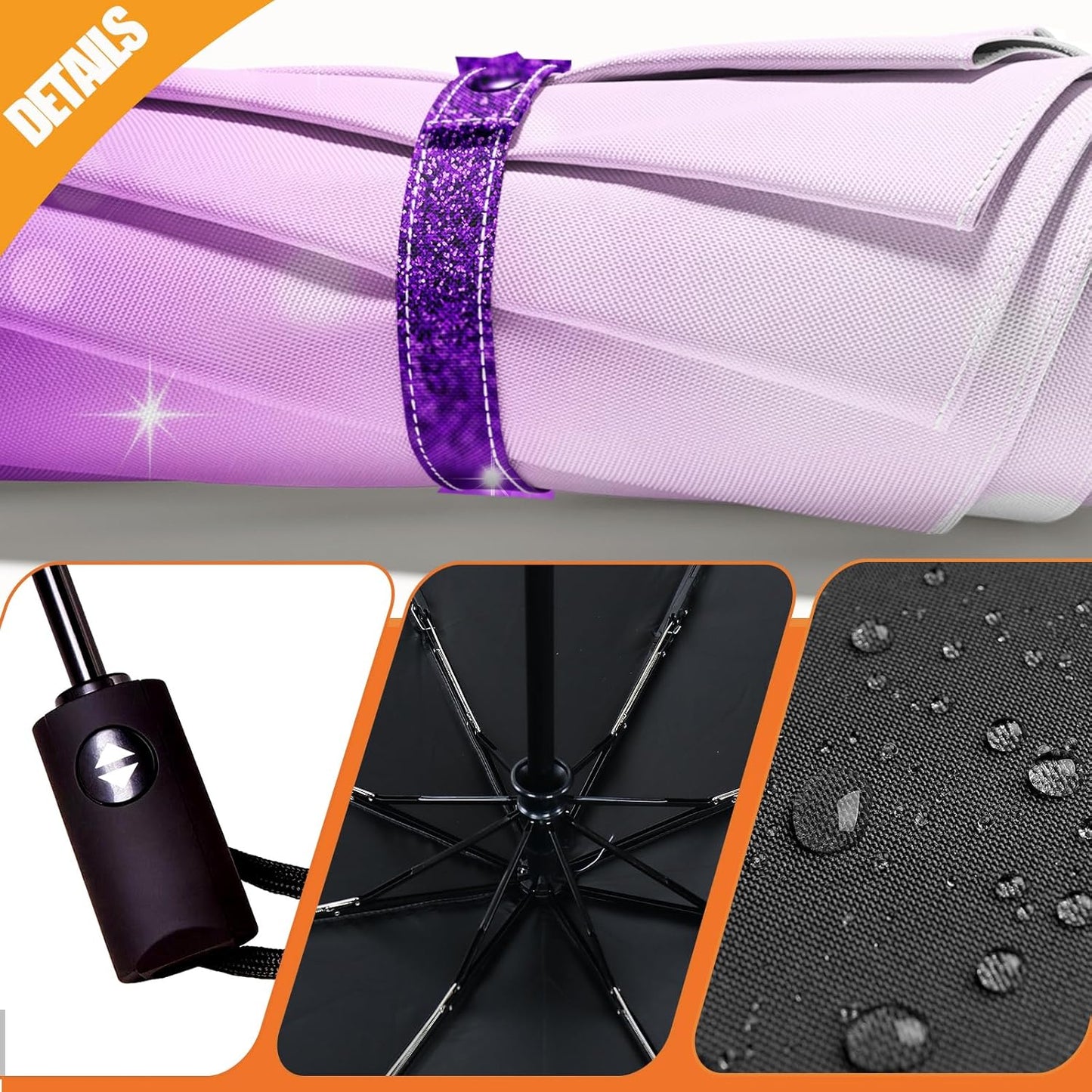 Small Compact Travel Automatic Folding Umbrella for Women, Portable Lightweight, Rain, Wind, UV Sun Shade