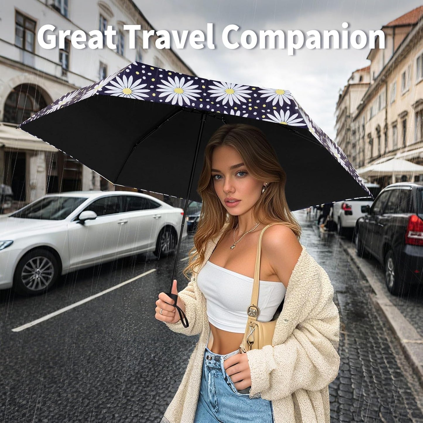 Yoobure Small Mini Umbrella with Case Light Compact Design Perfect for Travel Lightweight Portable Parasol Outdoor Sun&Rain Umbrellas