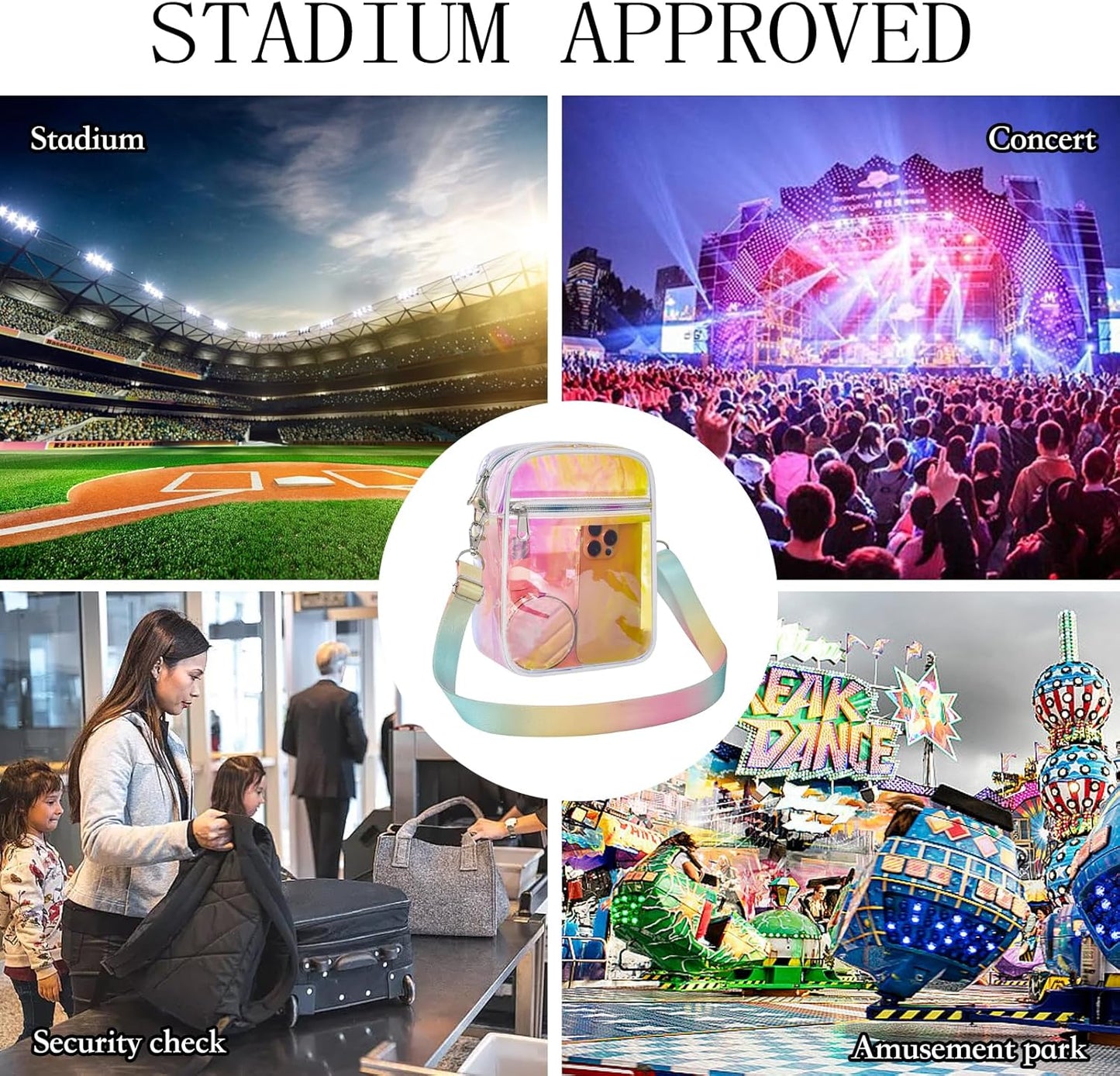 USPECLARE Clear Purse Stadium Transparent Messenger Bag Stadium Approved for Men and Women Clear CrossBody Bag