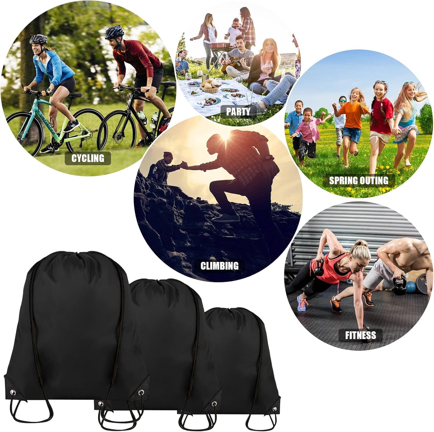 40 Pieces Drawstring Backpack Bulk Cinch Sackpack Ployster Drawstring Bags for Gym Party Trip(Black)