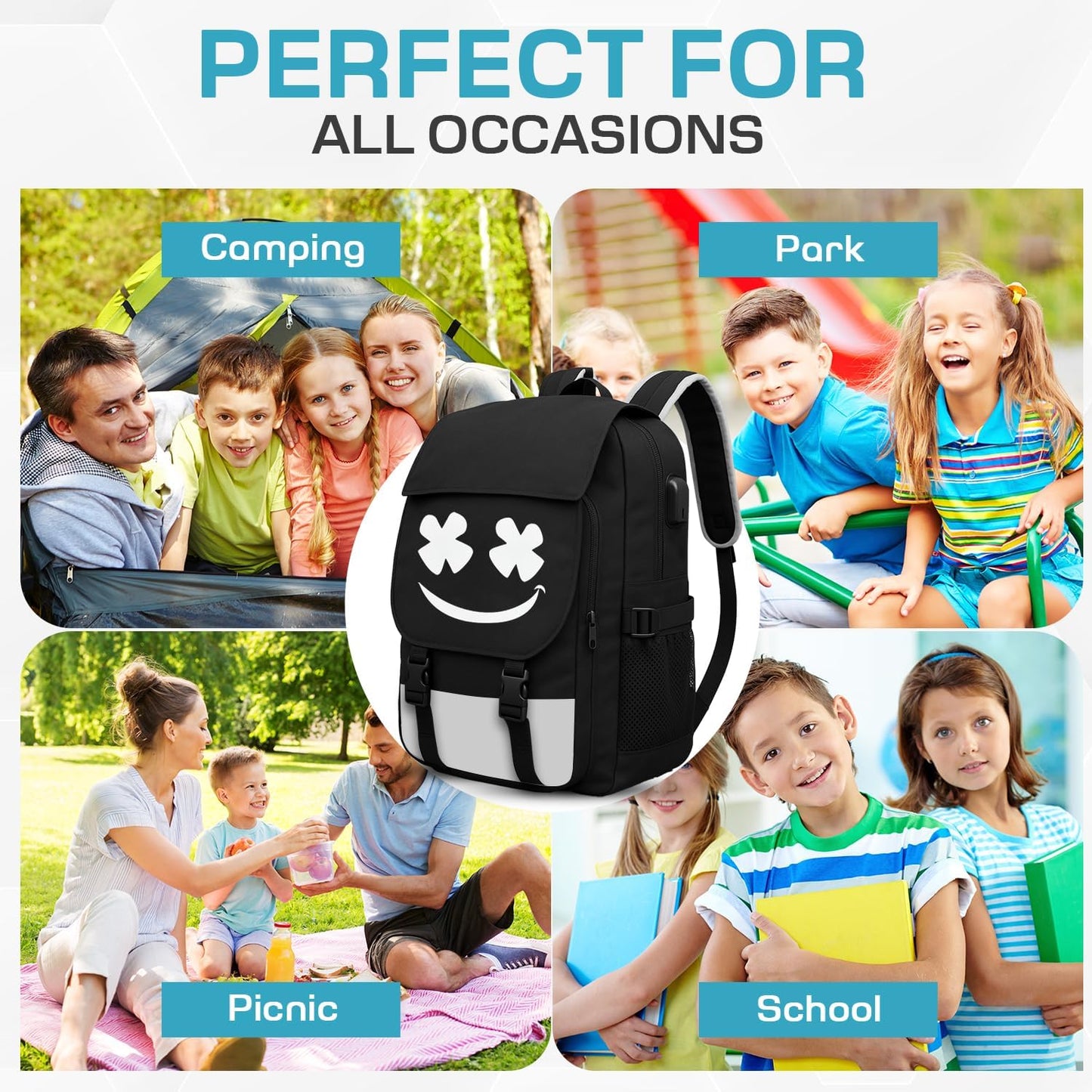 3in1 School Backpack Bookbag for Boys School Bag for Kids Children Girls Teens Elementary Middle