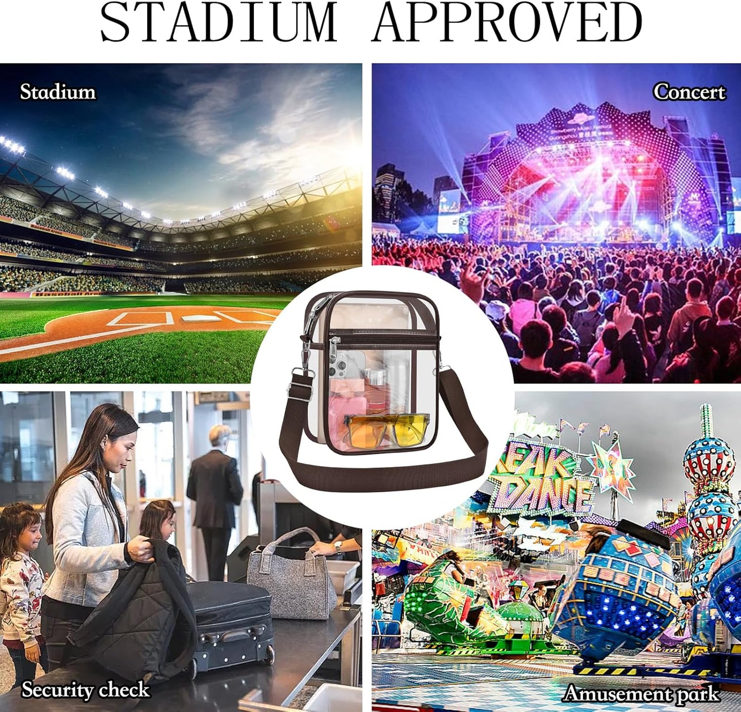 USPECLARE Clear Purse Stadium Transparent Messenger Bag Stadium Approved for Men and Women Clear CrossBody Bag