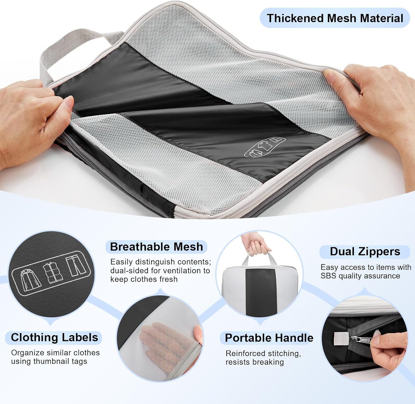 8 Set Compression Packing Cubes for Travel Essentials,Compressible Expandable Packing Cubes for