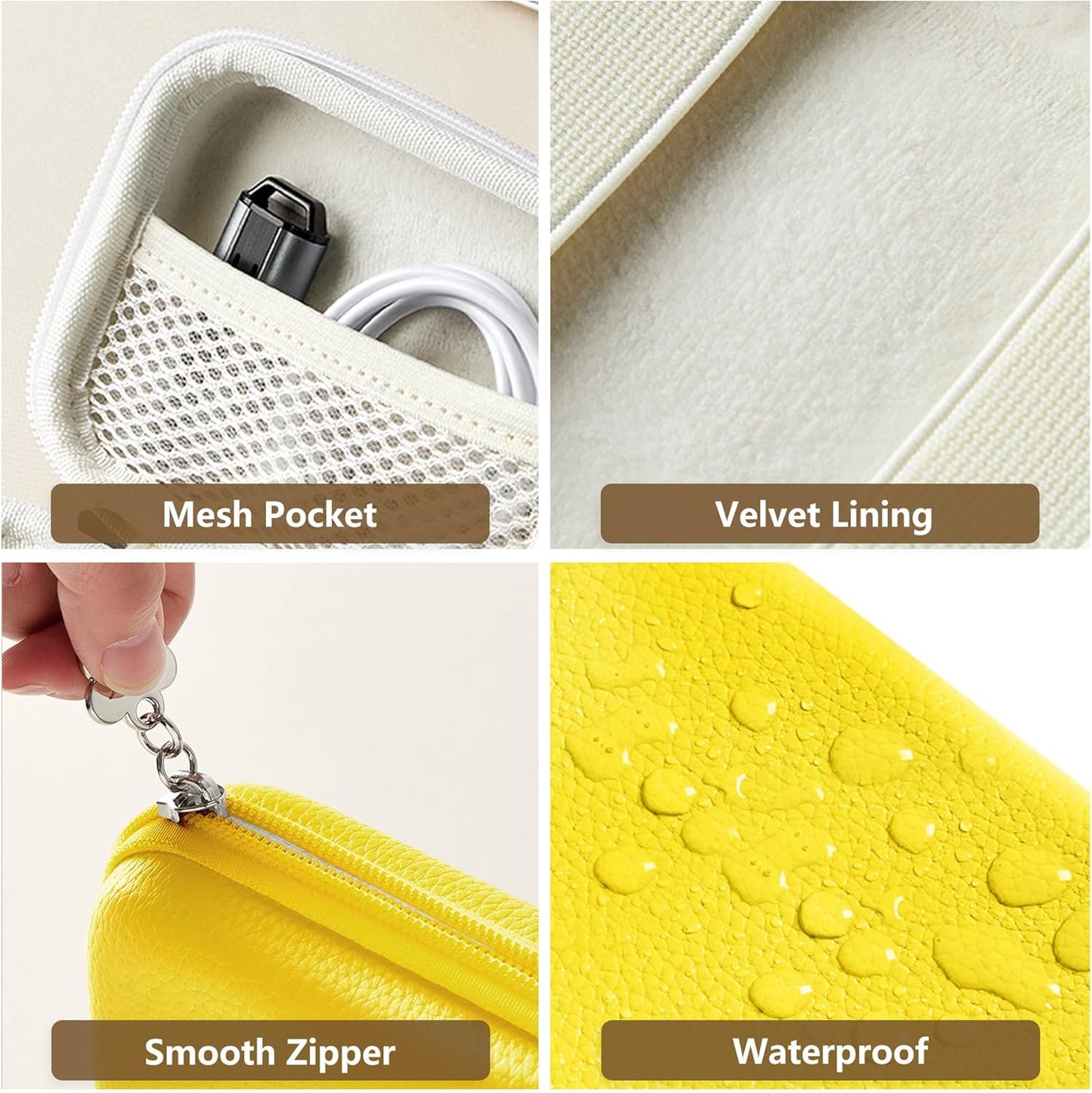 Digital Camera Case for CAMKORY, KODAK PIXPRO FZ45/FZ55, Canon IXUS 285 HS, Lecran, Small Travel Compact Camera Holder with Mesh Pocket for Accessories SD Card (Lemon Yellow)