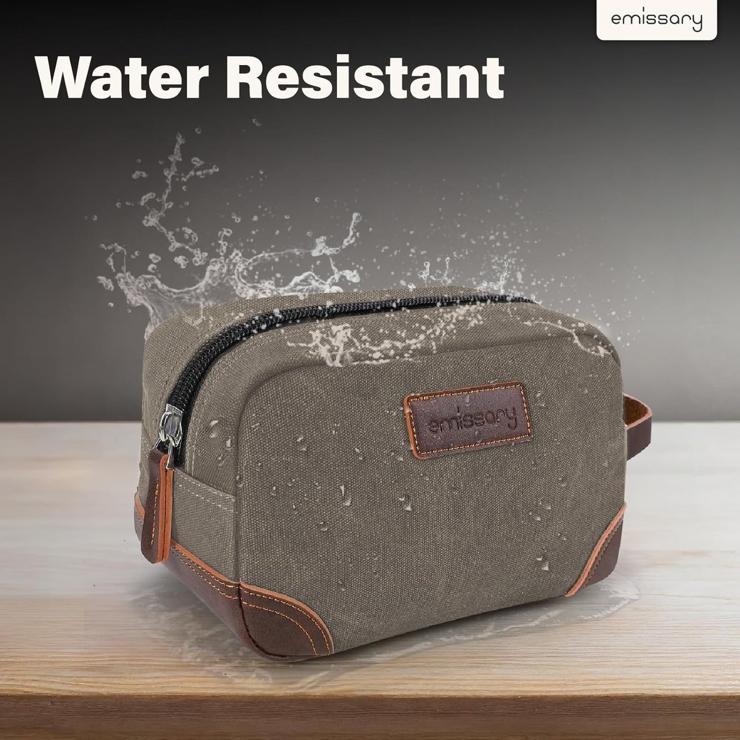 emissary Mens Travel Toiletry Bag, Dopp Kit for Men, Travel Bathroom Shaving Kit Bag for Men,Kit Small Bag for Travel (Light Gray)