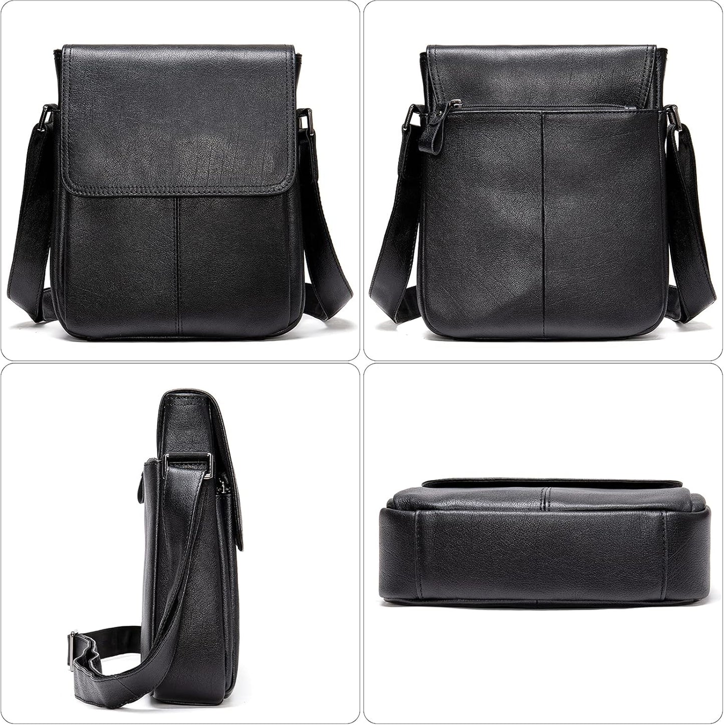 Genuine Leather Messenger Bags Mens Shoulder Crossbody purse Work Business Vintage lager Capacity