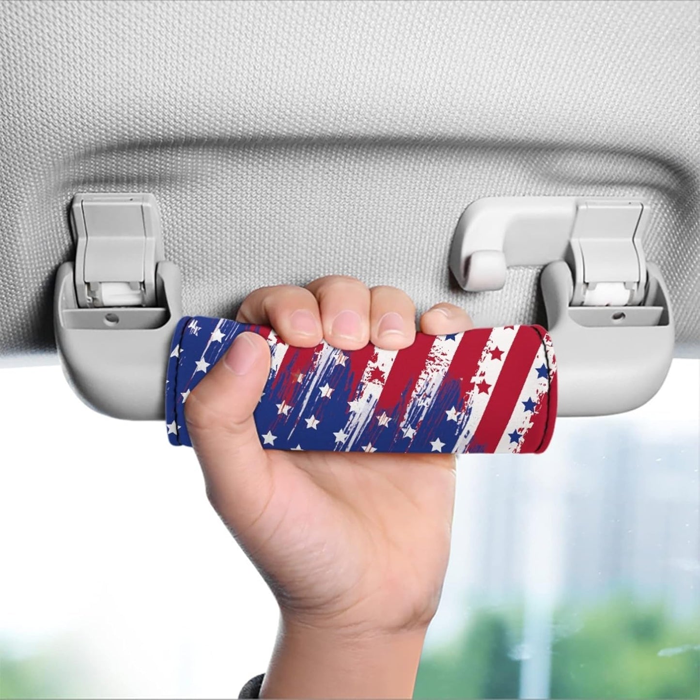 4th of July Flag Luggage Handle Wrap Grip for Suitcase,2 Pack American Stars And Stripes Luggage Grip Wraps Suitcase Identifiers,Soft Trolley Case Grip Cover