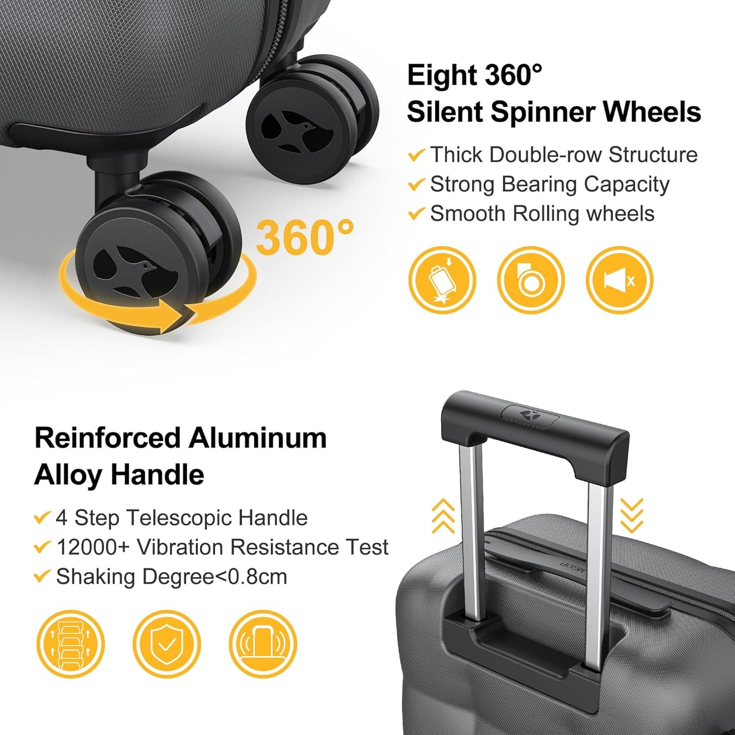 MGB 28 Inch Luggage with Spinner Wheels, Large checked Lightweight Hardside Suitcase with PC