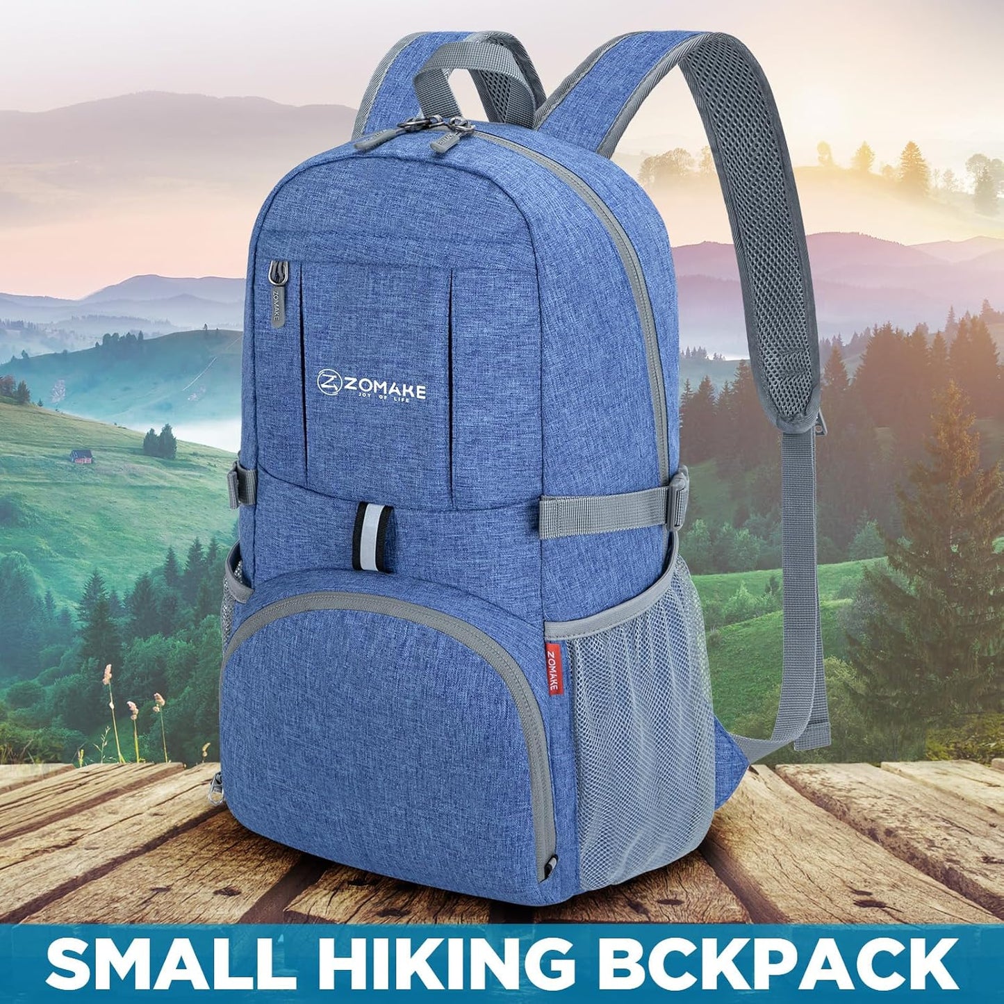ZOMAKE Ultra Lightweight Packable Backpack 25L,Small Foldable Backpacks Hiking Water Resistant Collapsible Daypack for Women Men(Dark Blue-C2)