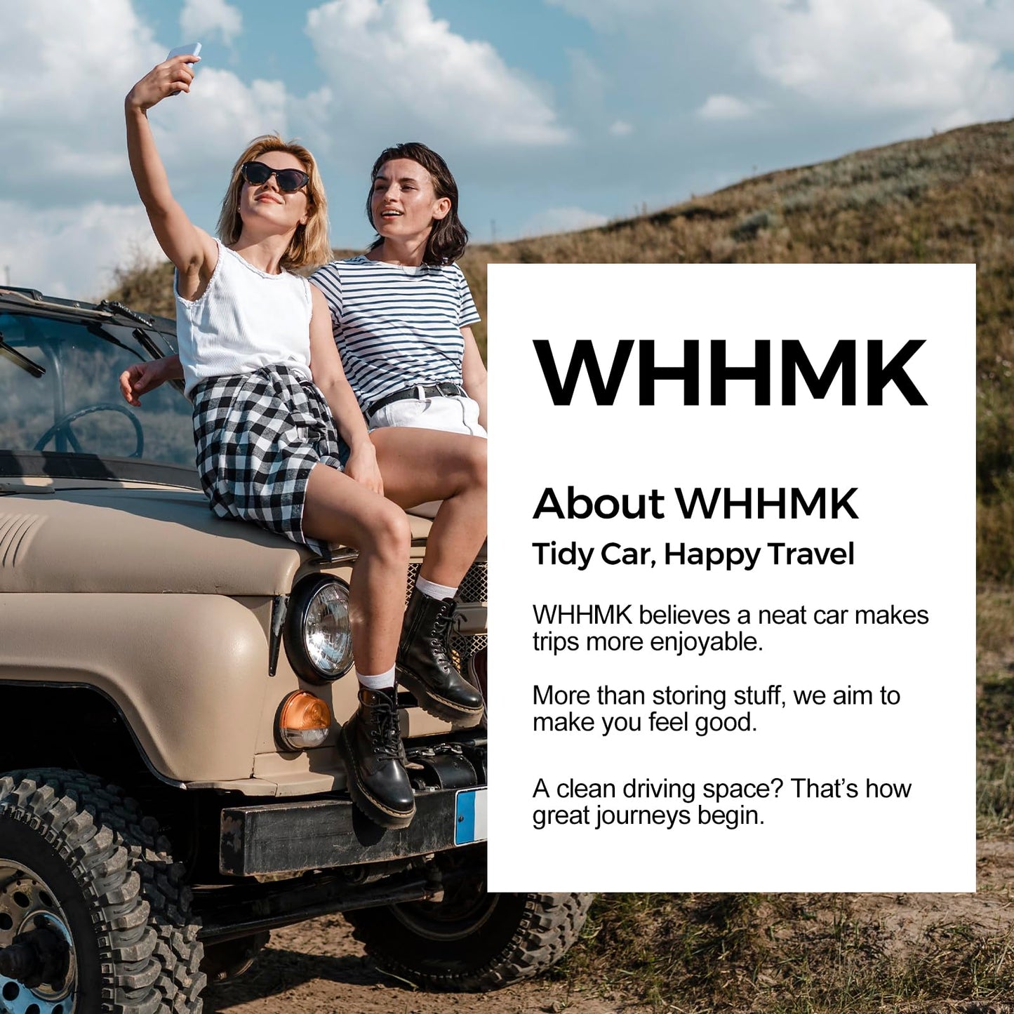 WHHMK Sturdy Leather Car Storage Support Up to 33 LB of Weight, Black