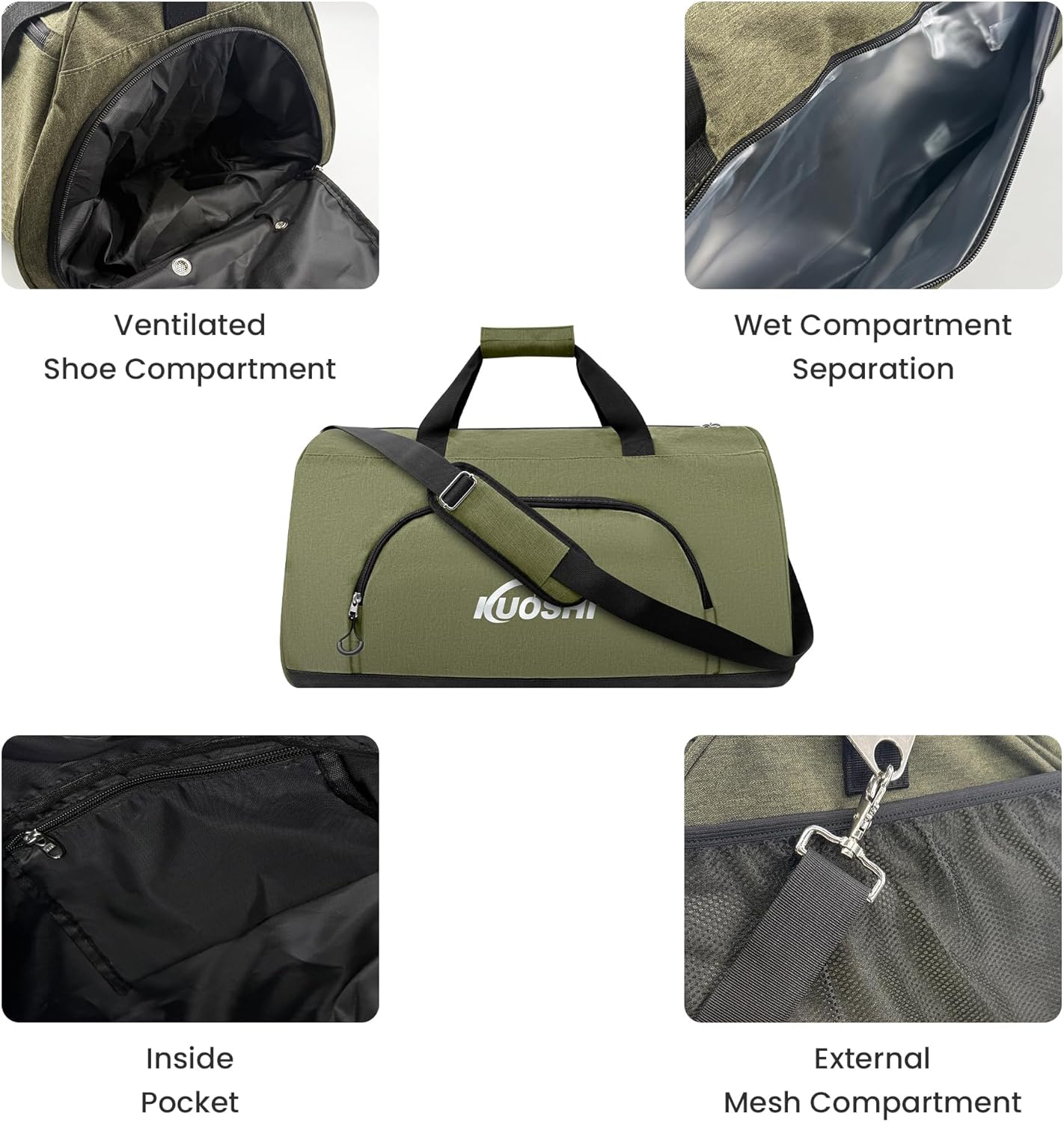 Gym Duffle Bag for Men & Women Water-Resistant-Sports Travel Bag with Ventilated Shoe Compartment & Wet Pocket, 31L Large Weekender Overnight Bag