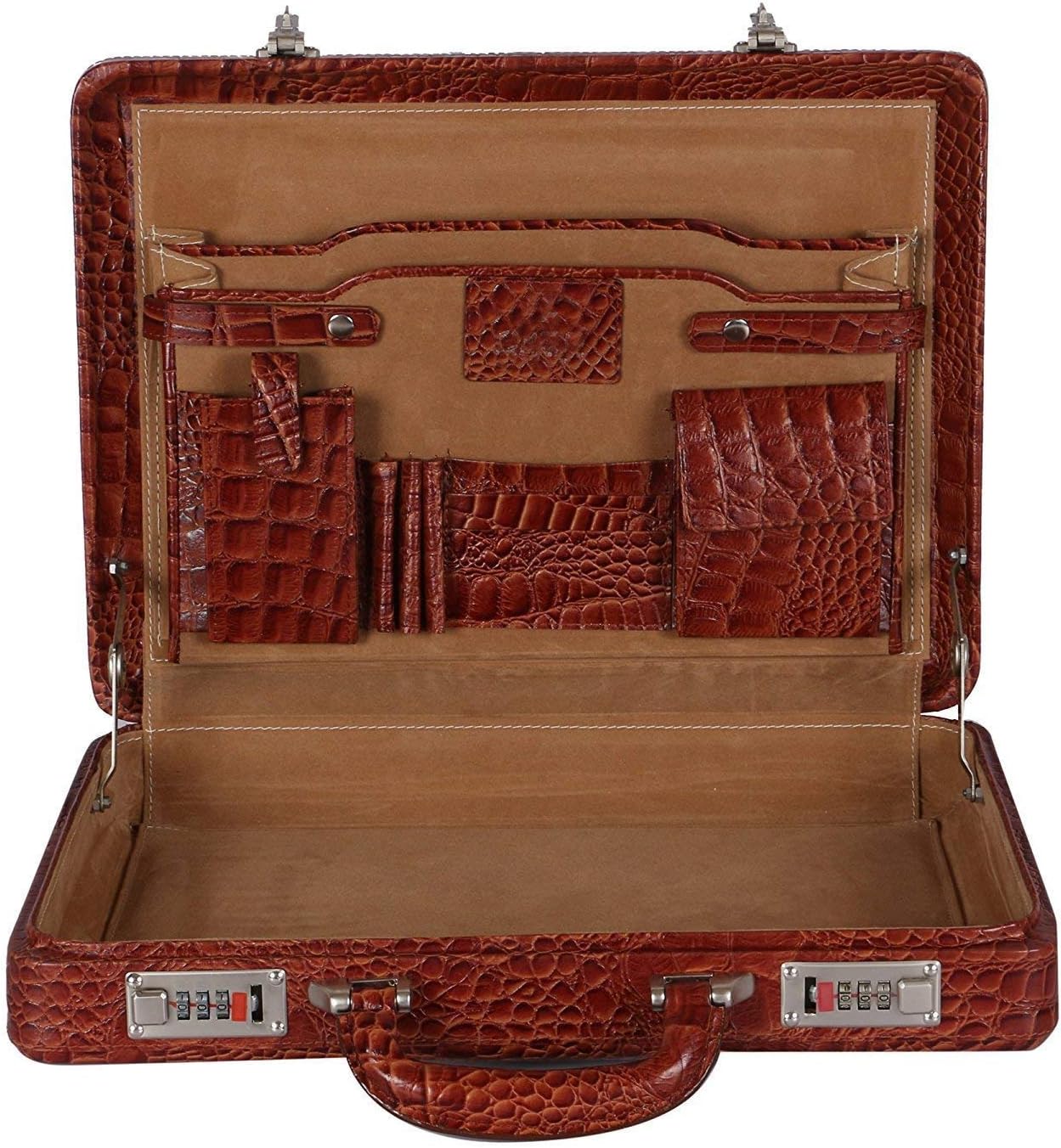 Full Grain Leather Briefcase Attache Case For Unisex Size L17xW3xH12 Inches Briefcase Bag
