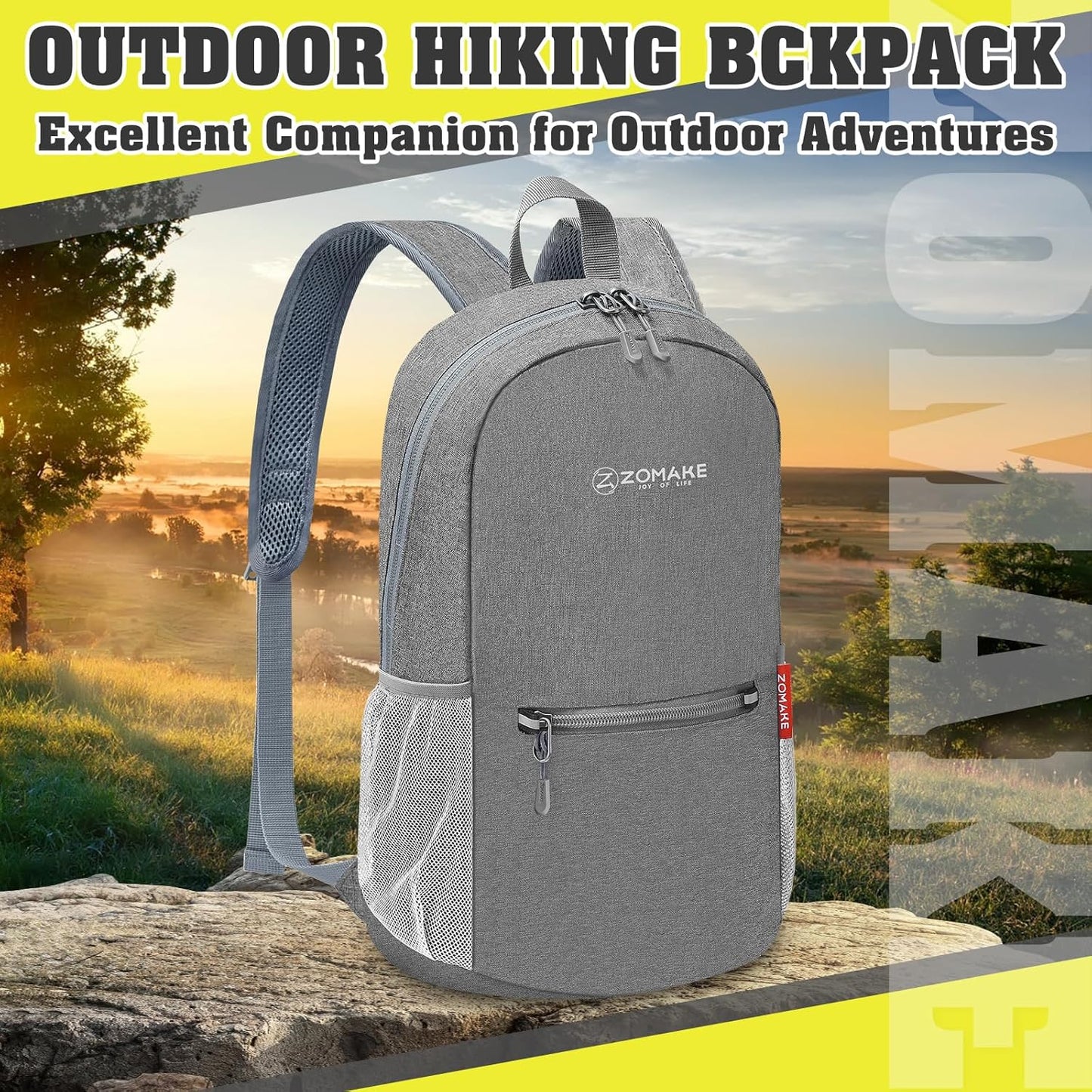 ZOMAKE 10L Lightweight Packable Hiking Backpack - Small Travel Hiking Daypack for Women Men - Tear Resistant Foldable Day Pack for Camping Outdoor Sports(Grey)